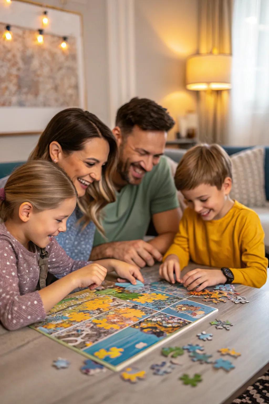 Puzzle tasks offer engaging indoor amusement.
