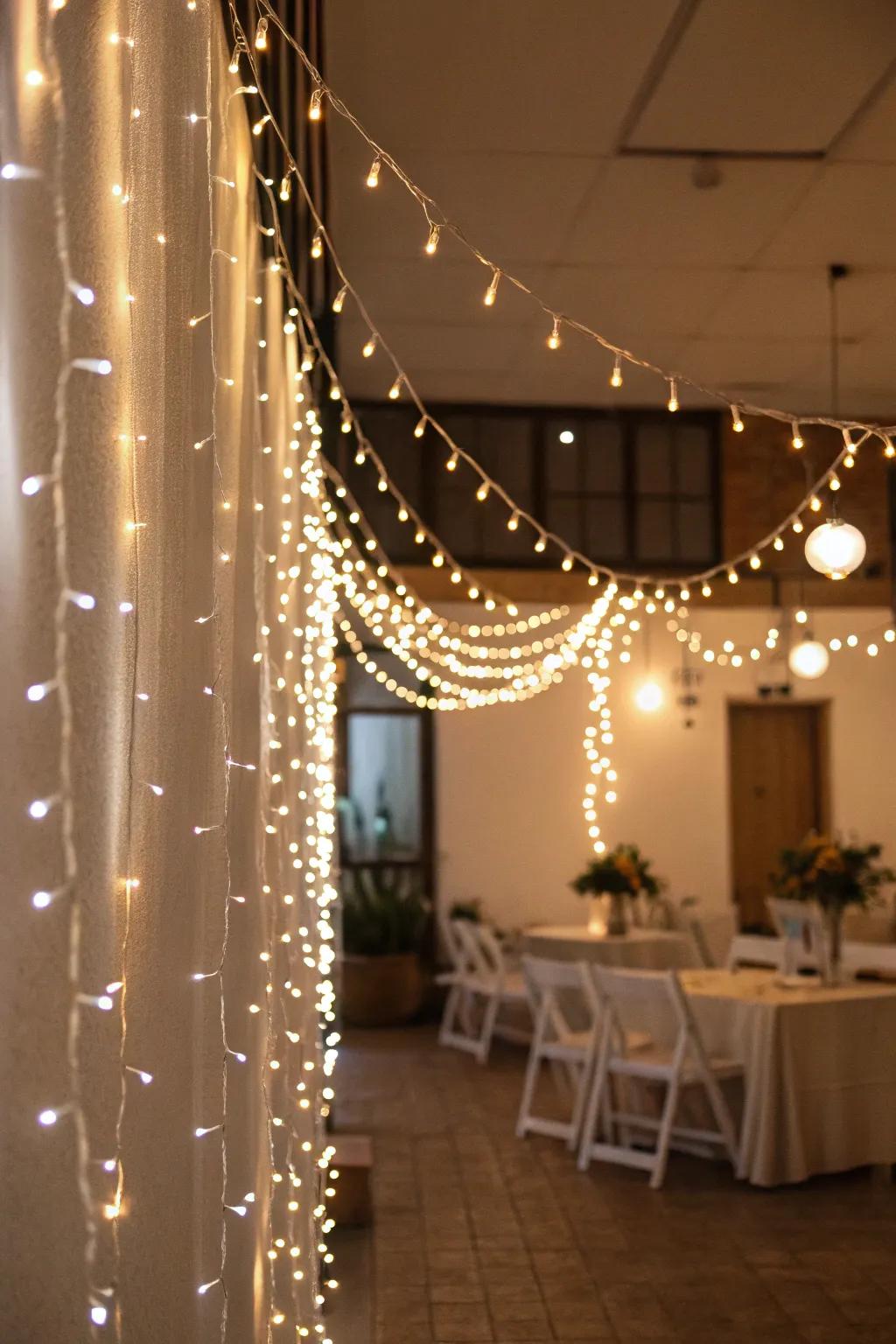 Create a twinkle effect using layered fairy lights for special occasions.