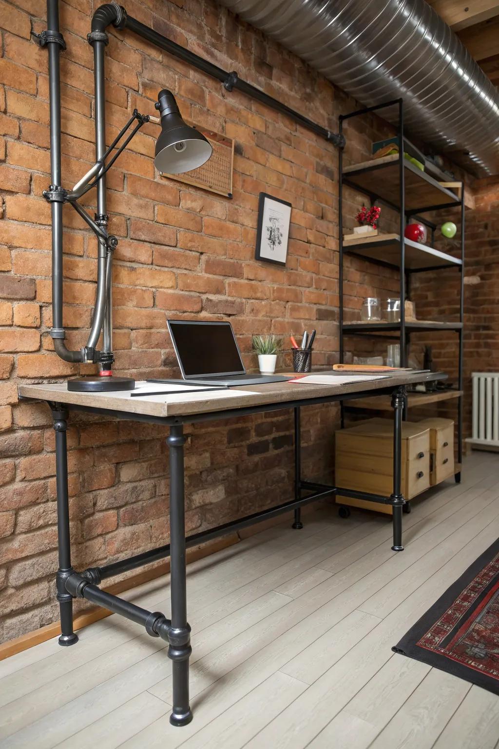 Piping adds a raw, industrial flair to your desk.