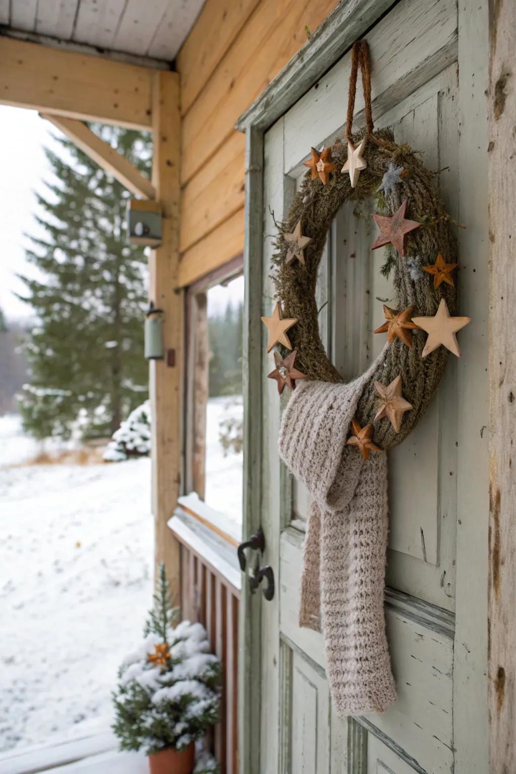 Weaved textures bestow a snug and personal atmosphere to winter garlands.