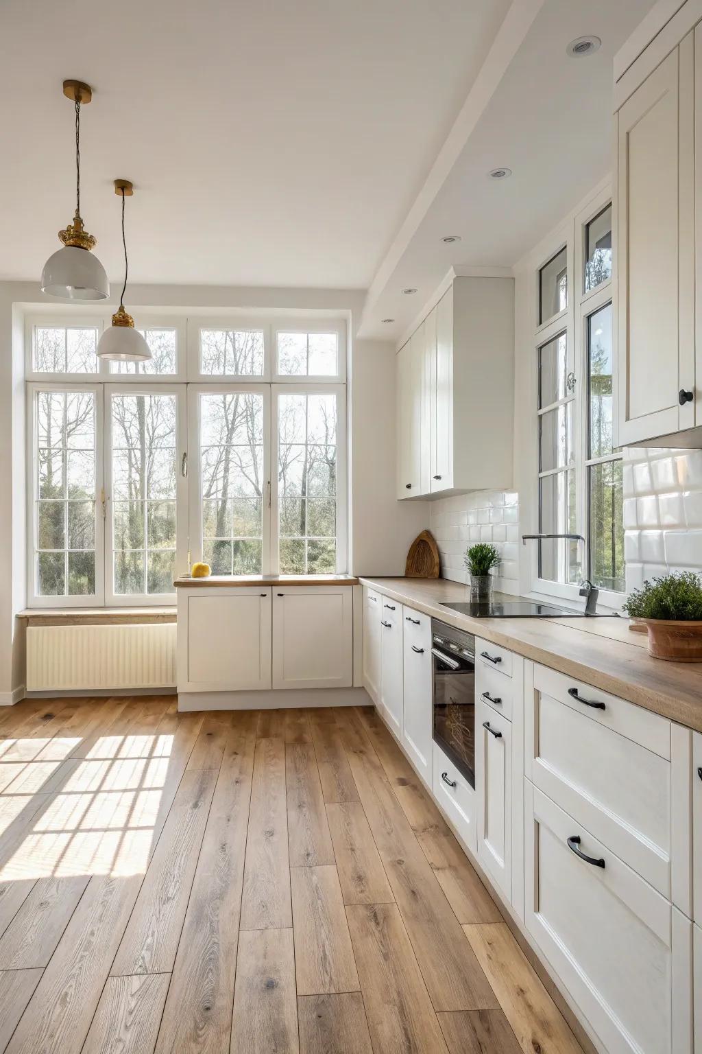 Light floors for a spacious, airy feel.