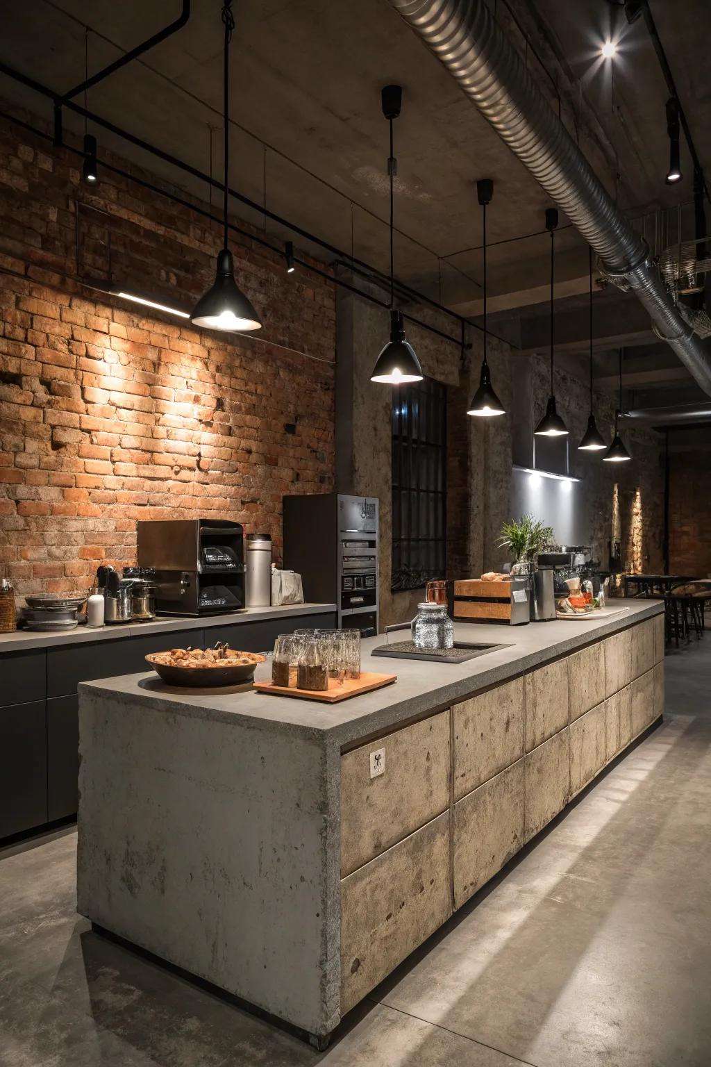 Concrete worktops add an unrefined, urban edge to your kitchen.