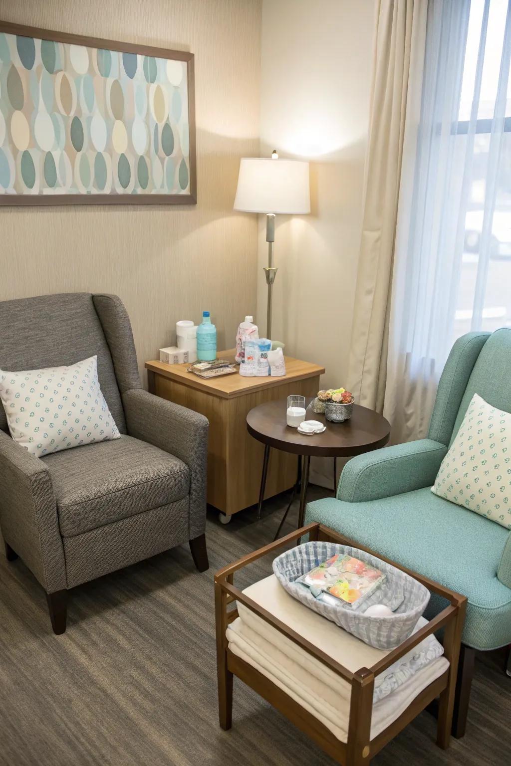 Stylish side shelves, a practical addition to seating areas.