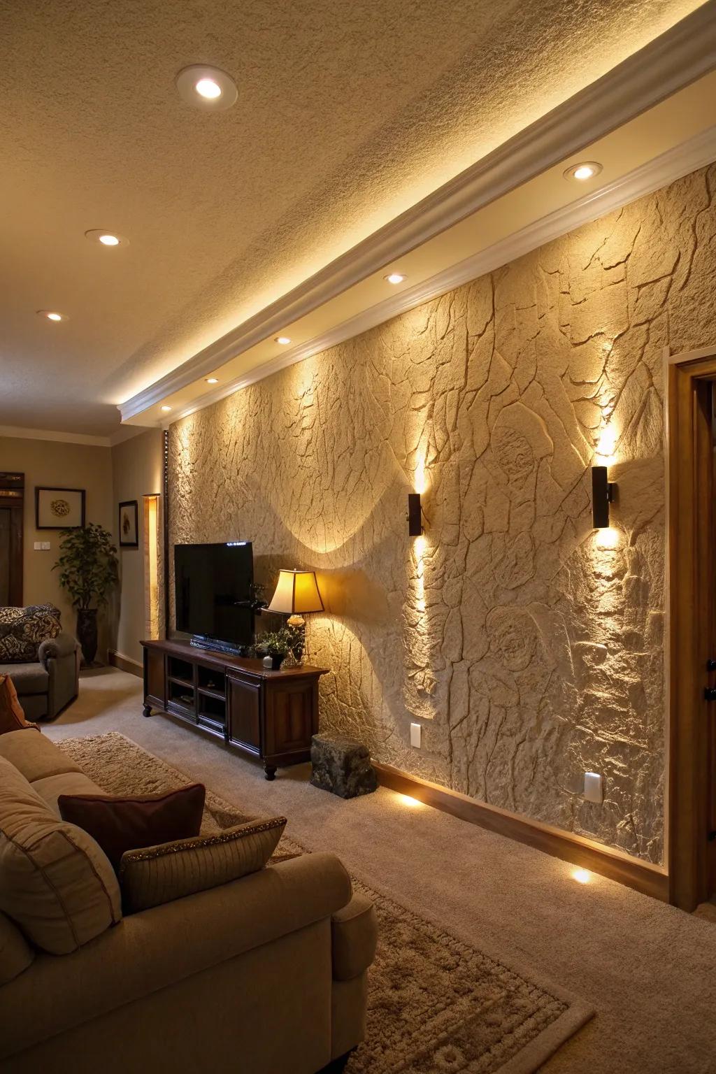 Wall-washing LEDs for a dramatic visual.