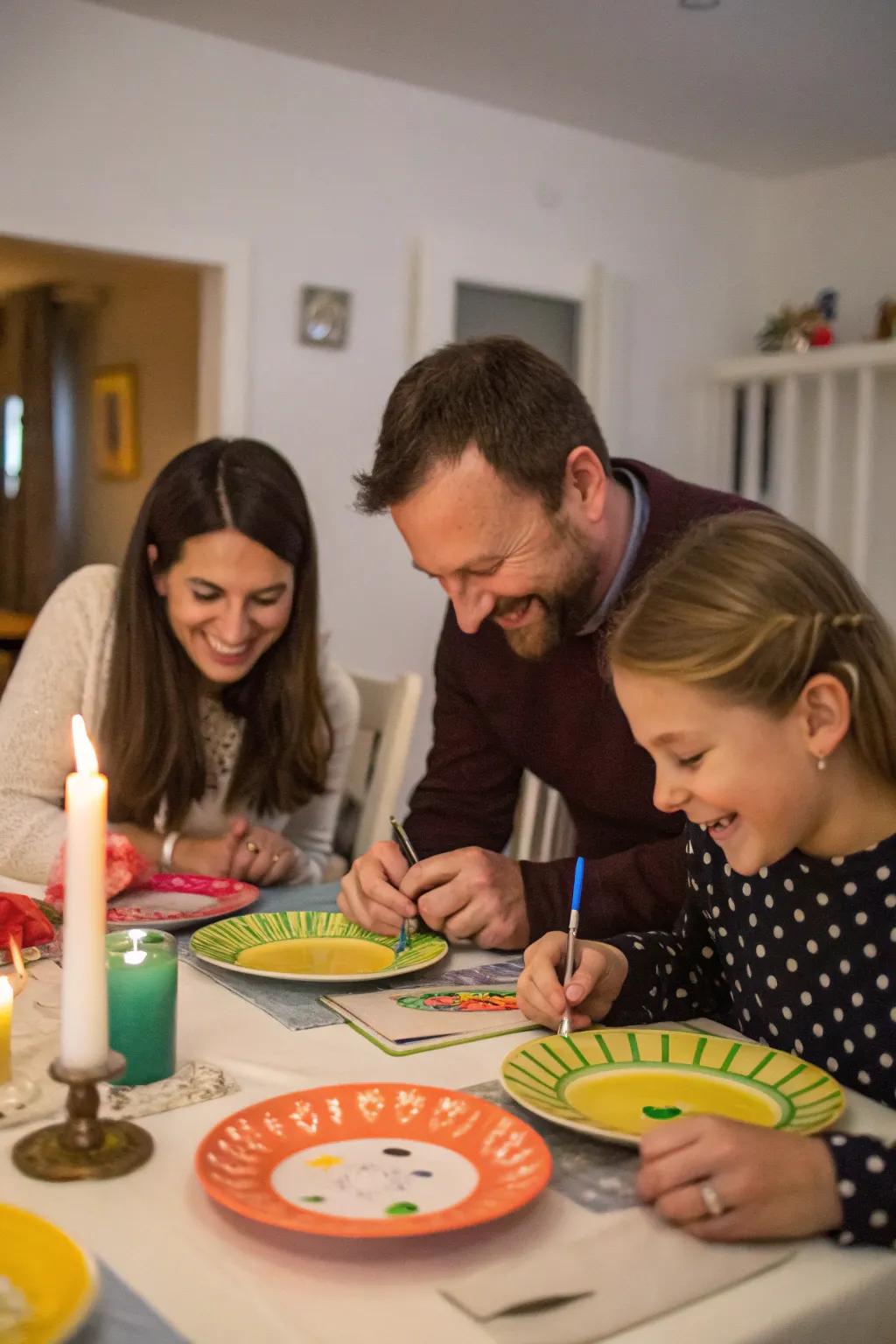 A family strengthening bonds by writing on and shattering plates together.