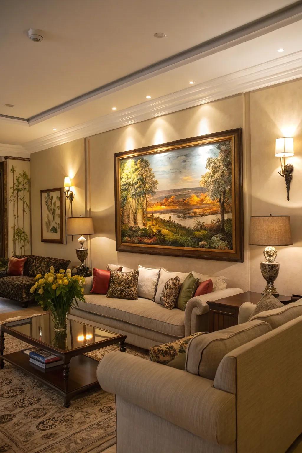 Feature lighting emphasizes the special characteristics of your home.