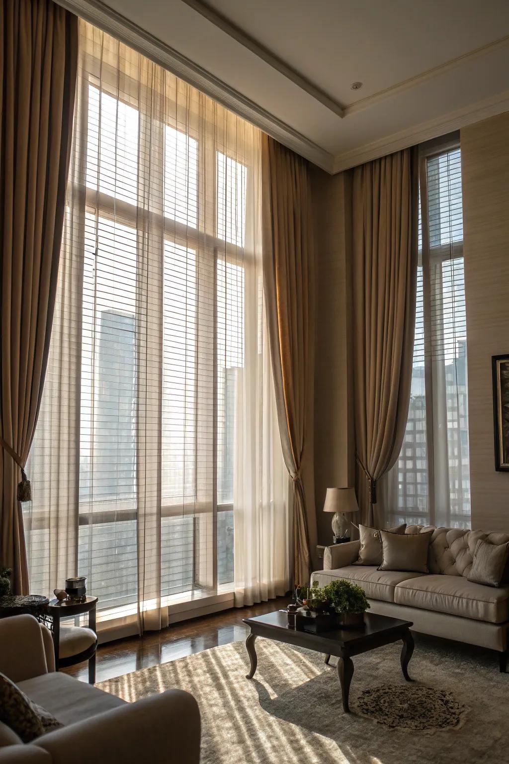 Full-length drapes accentuate the grandeur of any chamber.