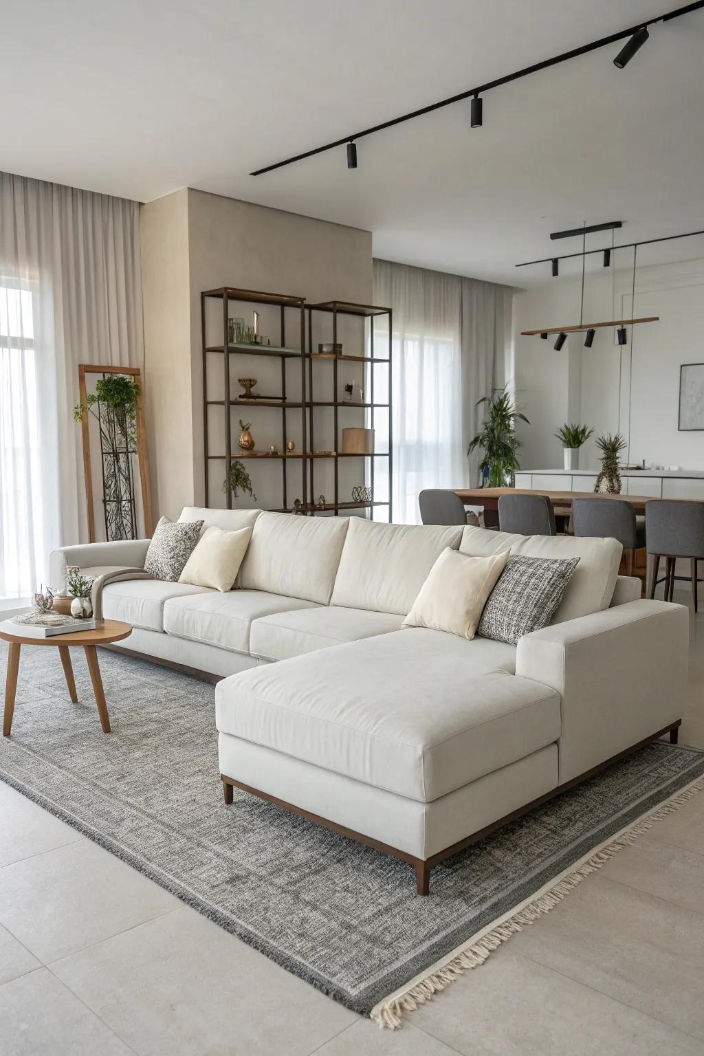 A minimalist sectional embodying modern simplicity.