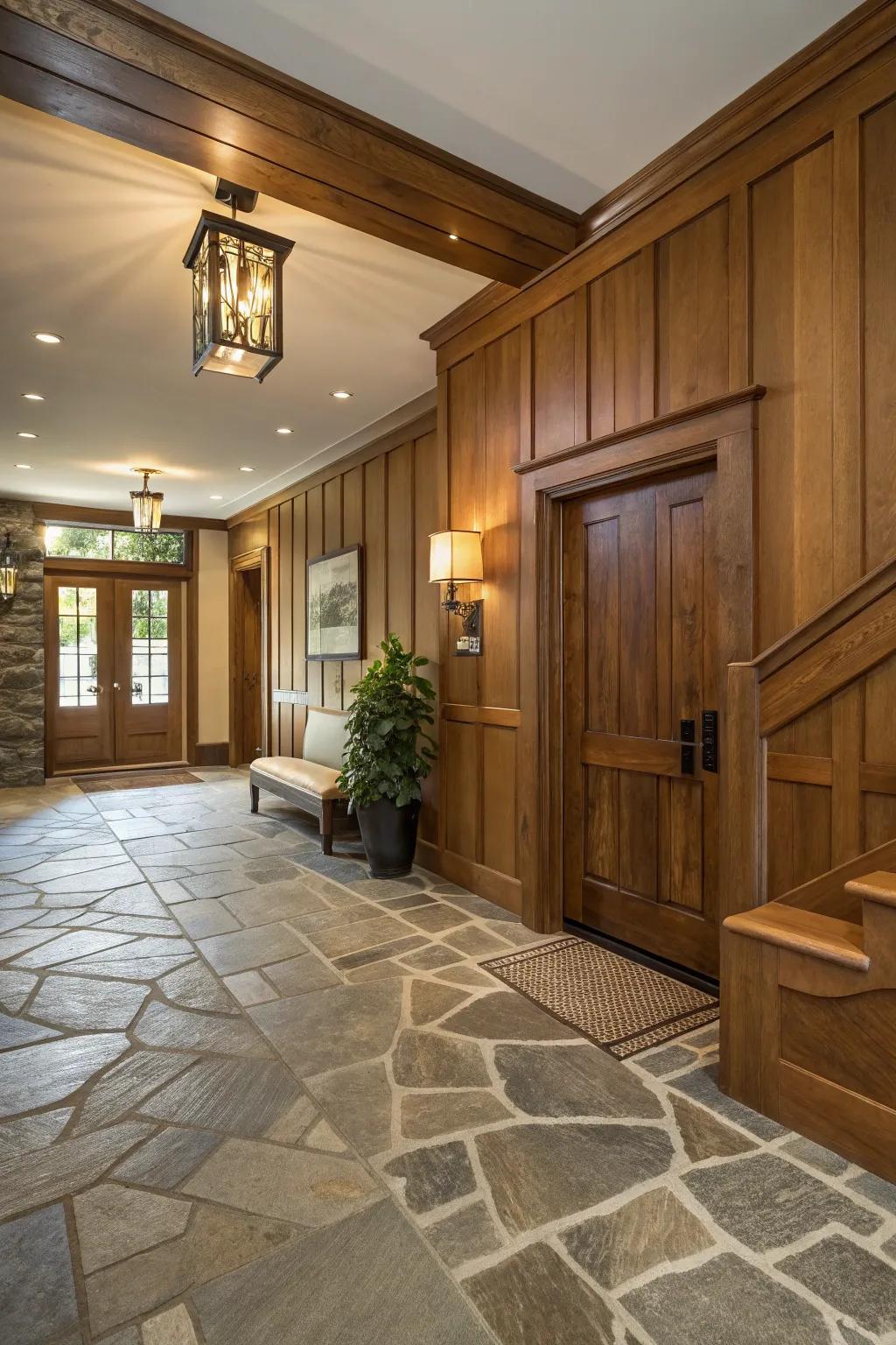 A foyer showcasing raw materials for a warm ambiance