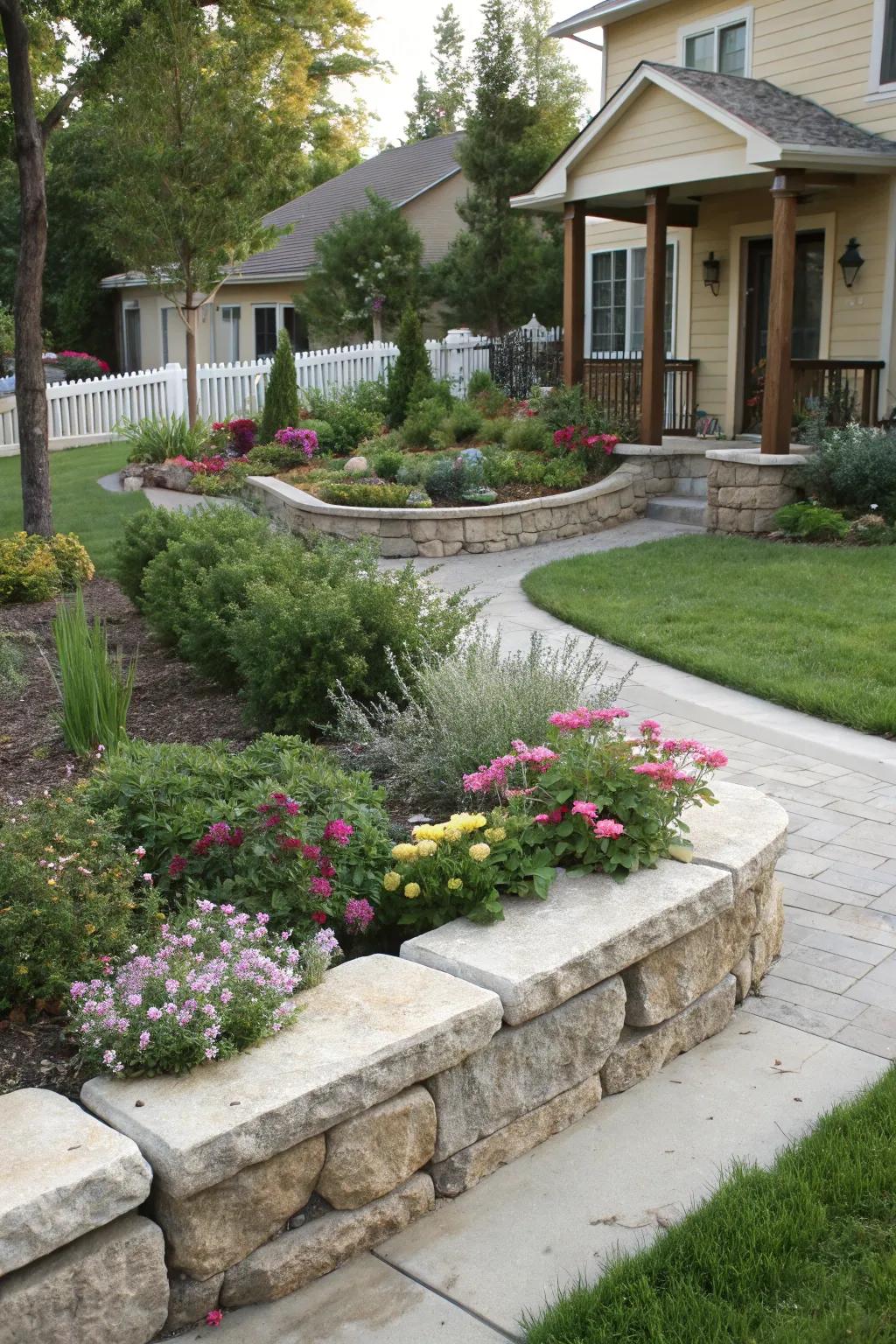 Defined borders keep the landscaping tidy and organized.
