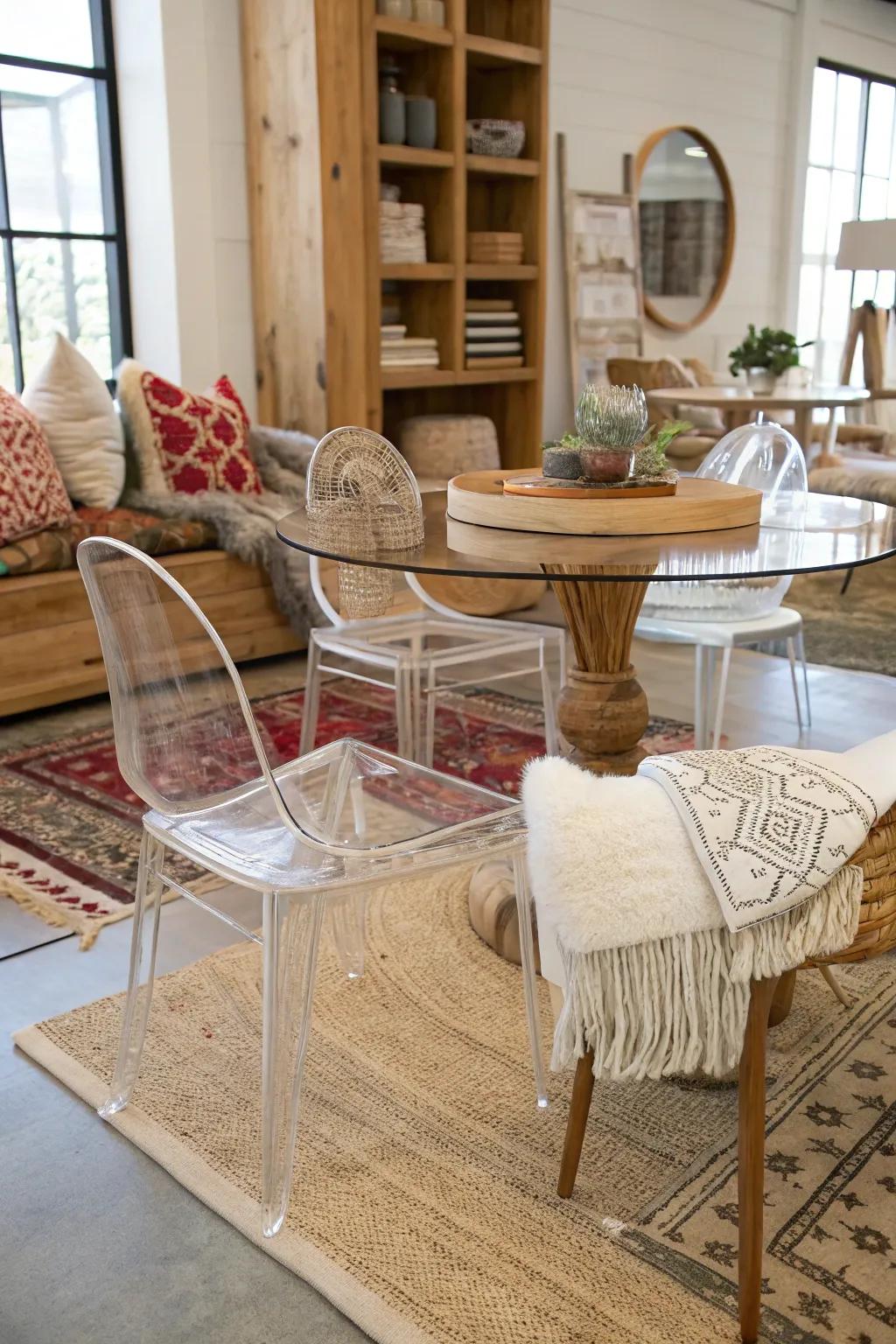 Blending textures with acrylic for a balanced decor.