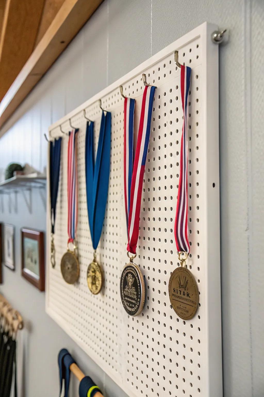 Keep your display tidy and trendy with space-saving pegboards.