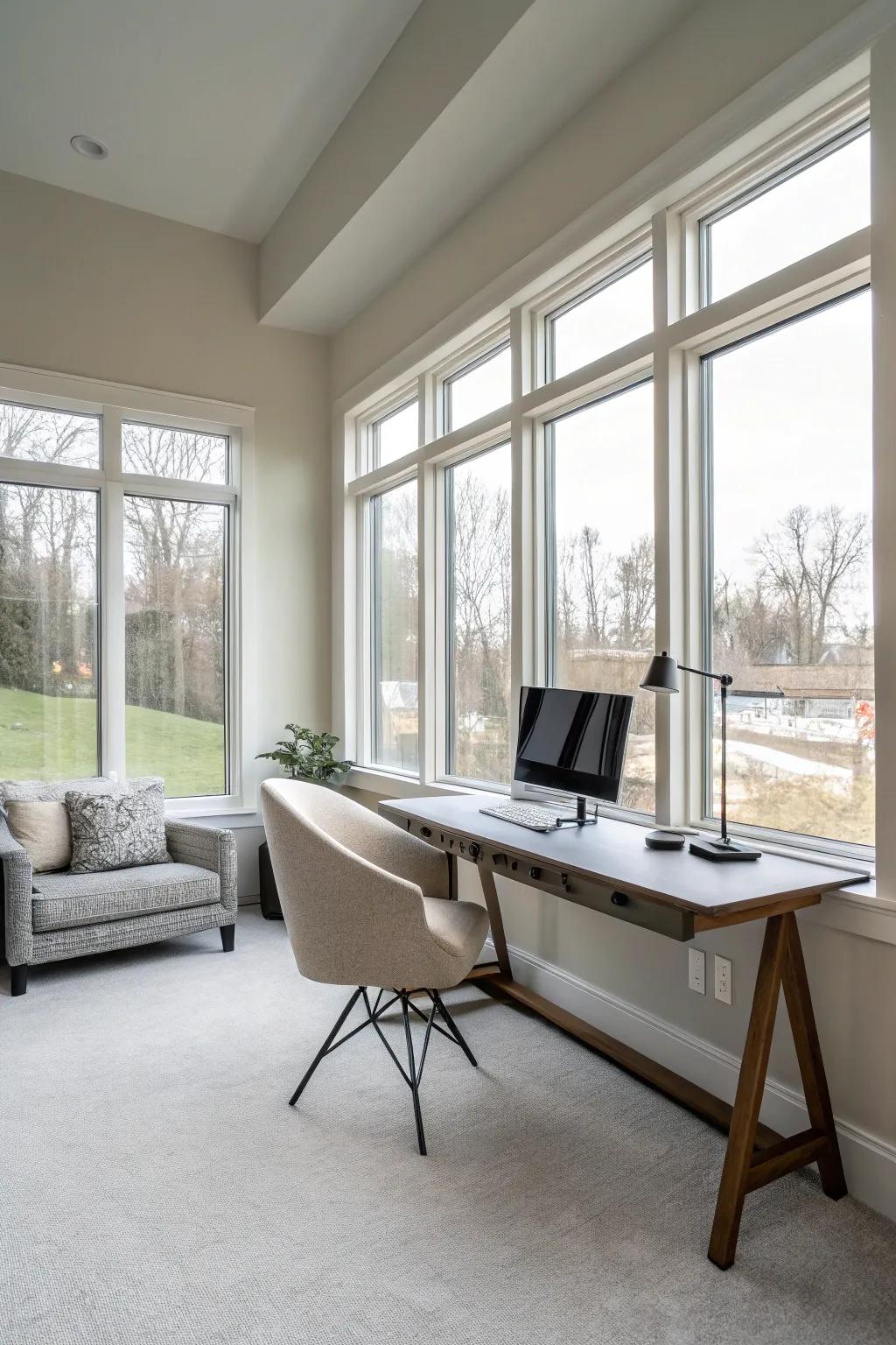 Natural light turns this office into a welcoming and lively space.