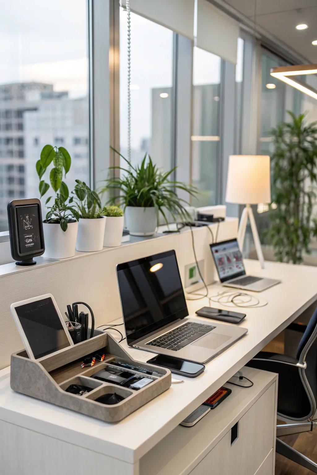 An organized technology hub maintains a tidy and efficient workspace.