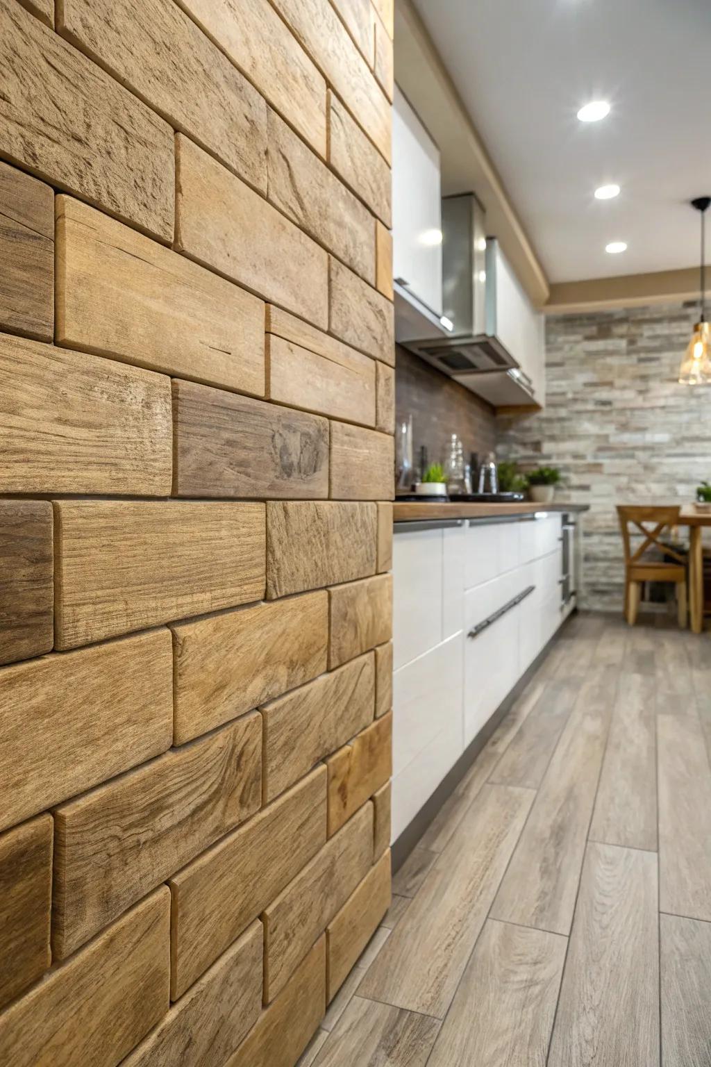 Wood-look panels offer an organic feel with minimal maintenance.