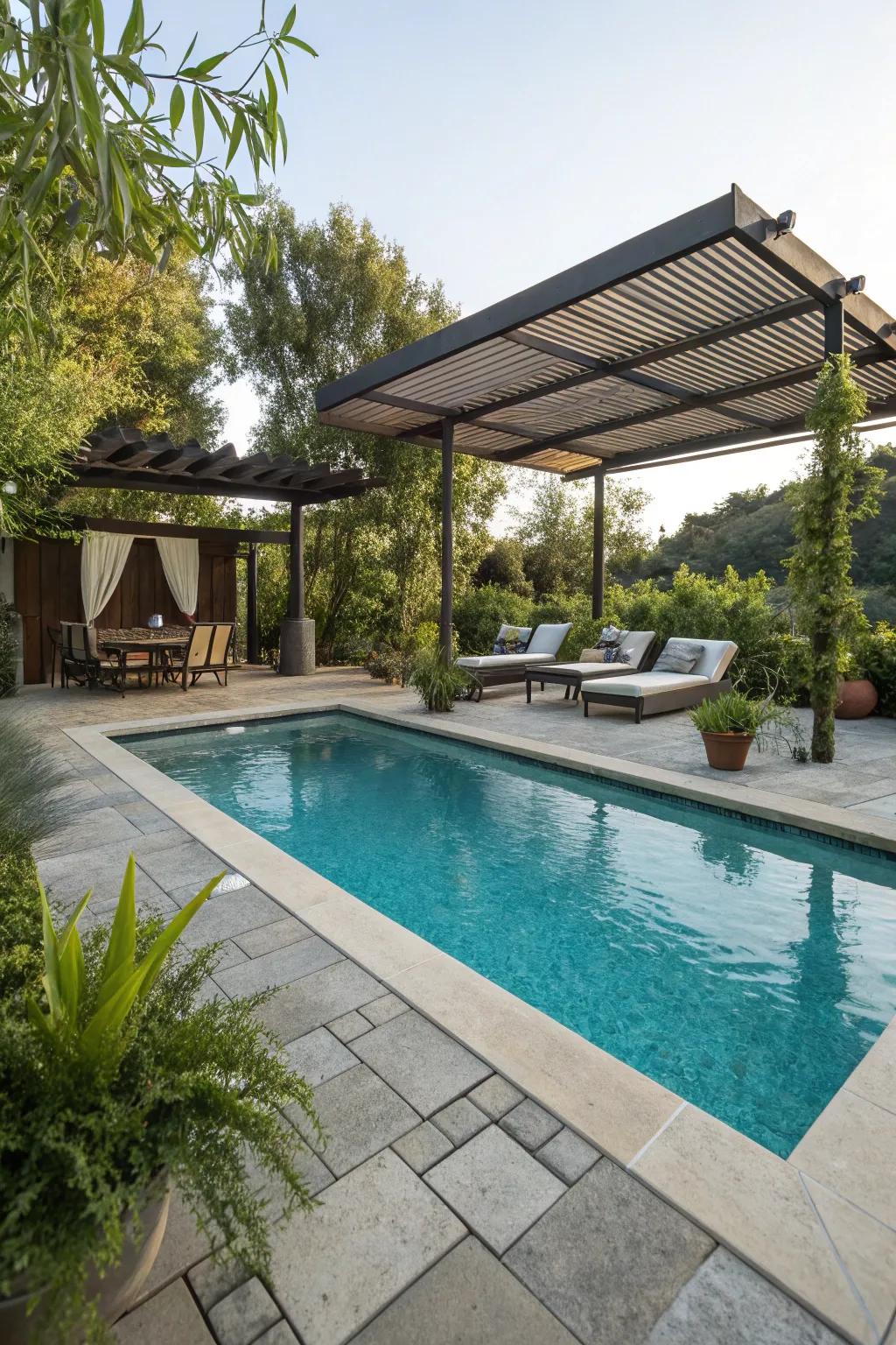 Broaden your living area with a poolside patio.