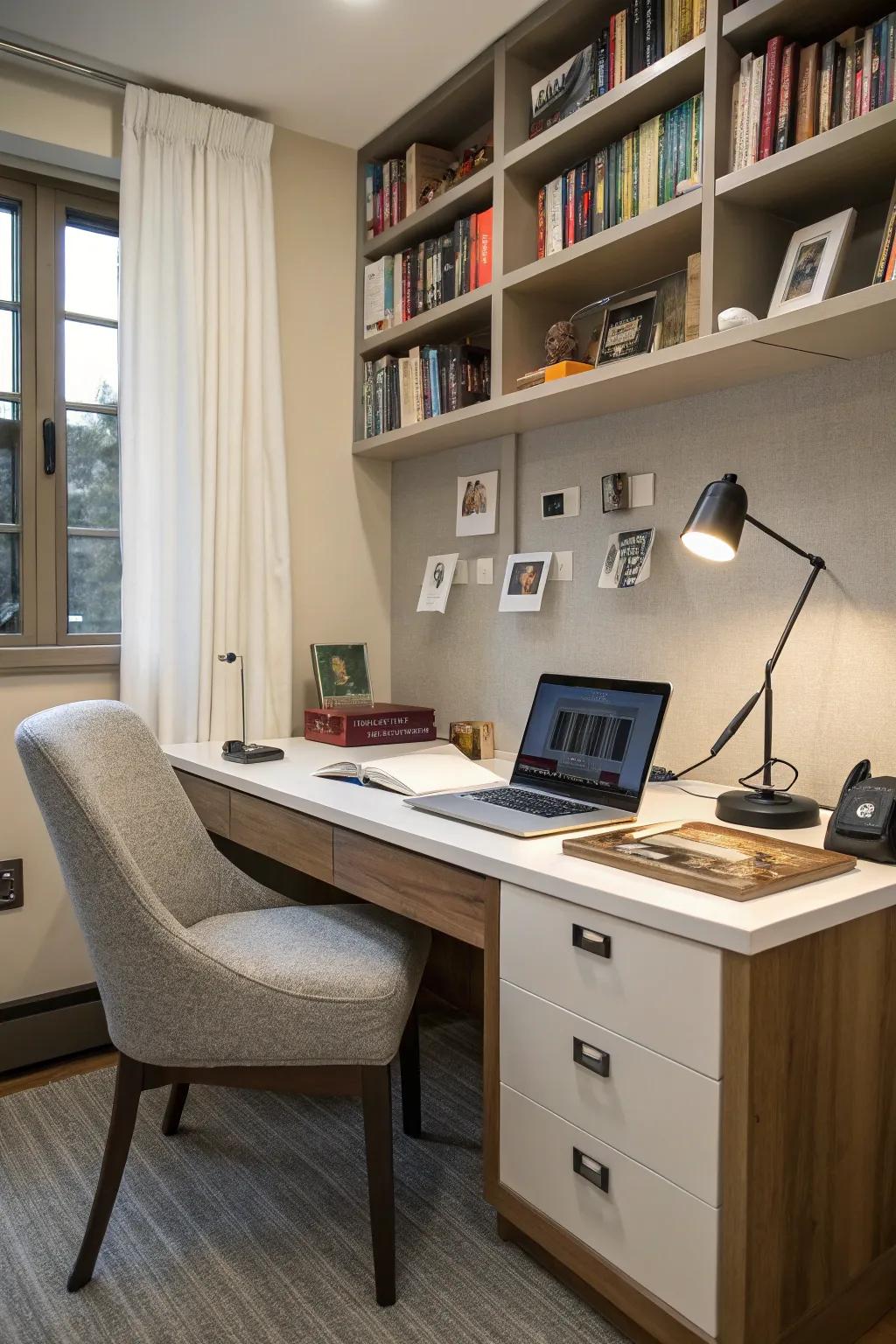 A tech-forward study area seamlessly integrating modern devices.