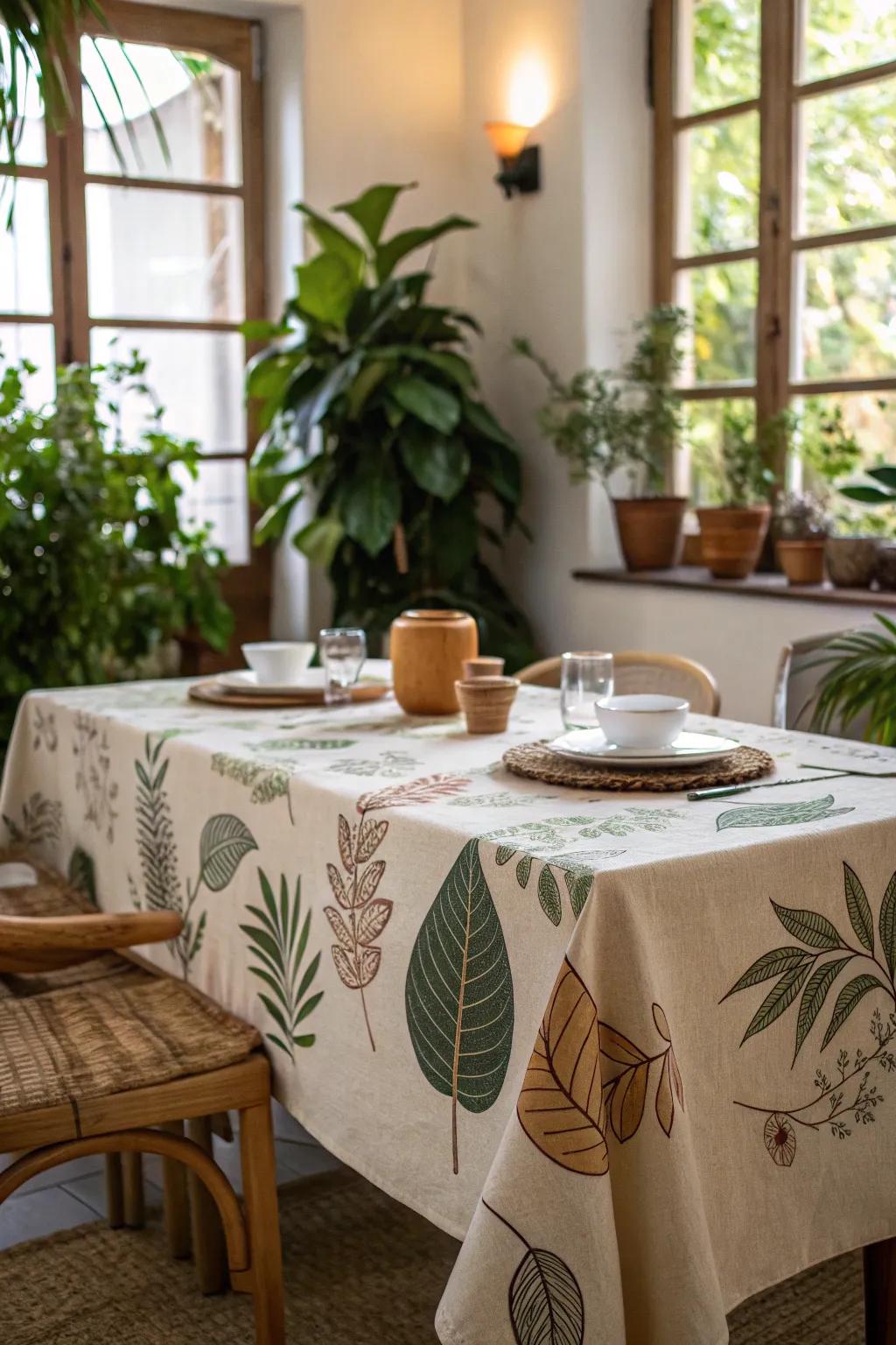 Outside touches create a refreshing dining atmosphere.