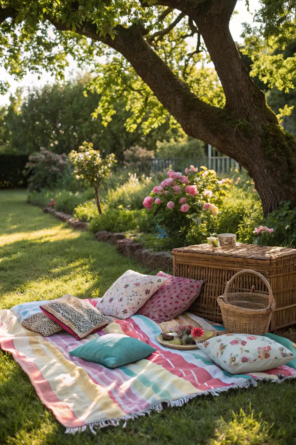 An outdoor picnic arrangement creates a charming Mother's Day celebration.