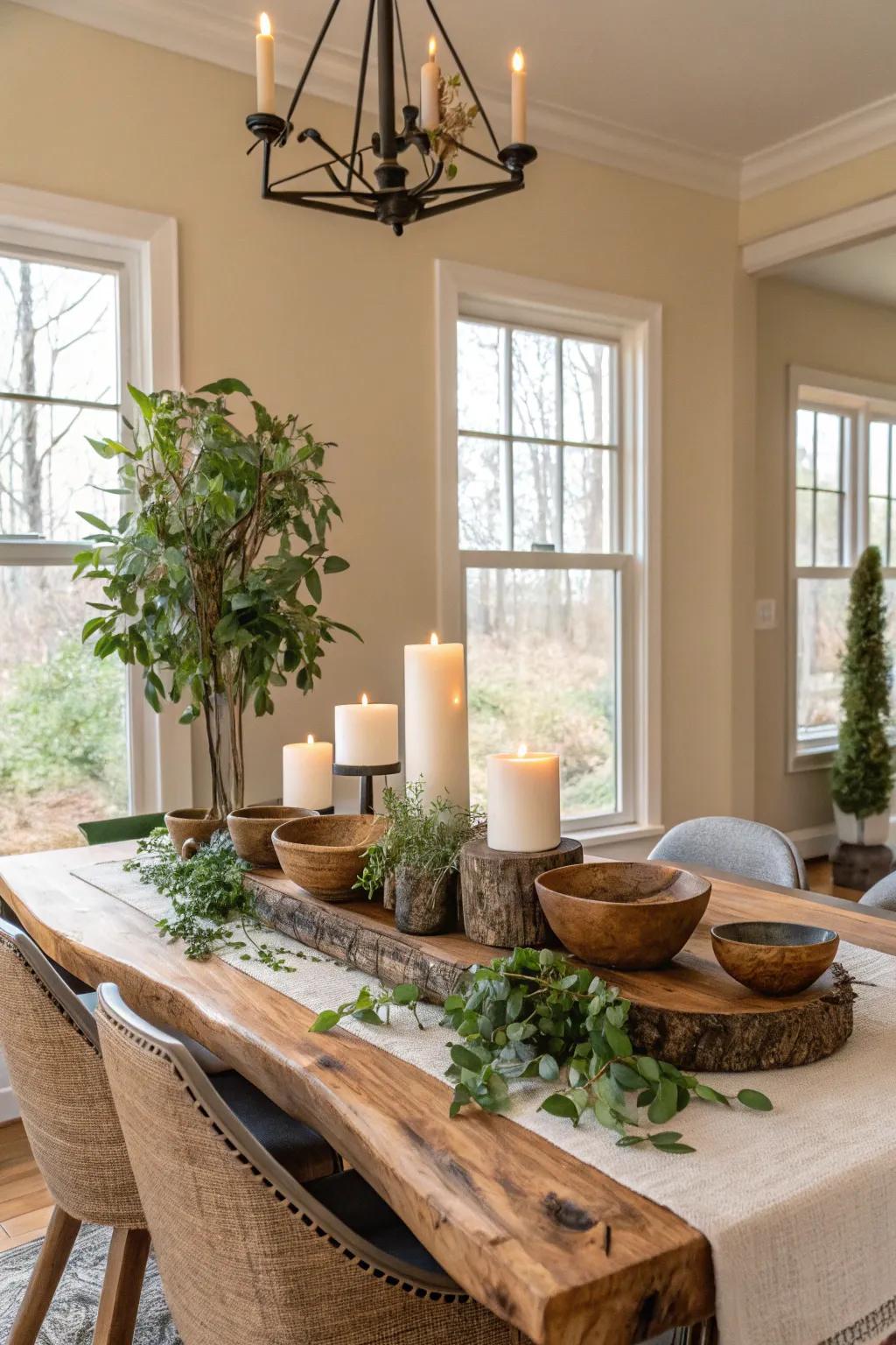 Natural edge timber brings the untamed allure of the outdoors into your living space.