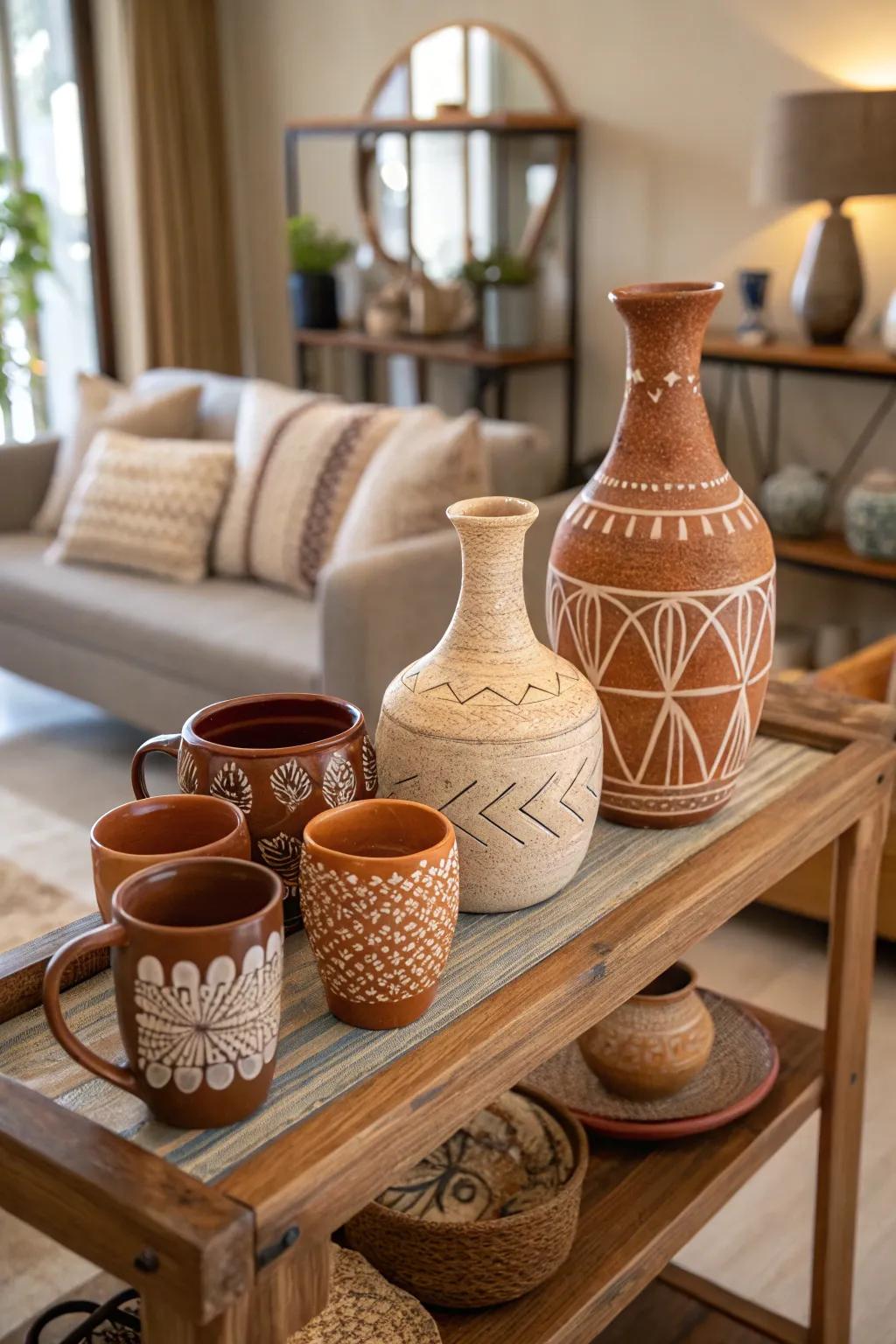 Hand-formed pottery enriches with individual and artistic touches.