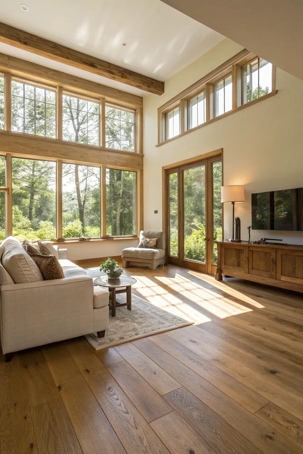Daylight amplifies the appeal of oak flooring.