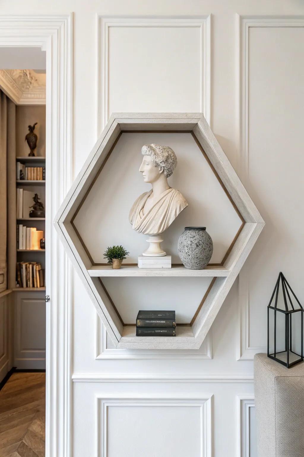 A minimalist octagon ledge allows a single item to excel.