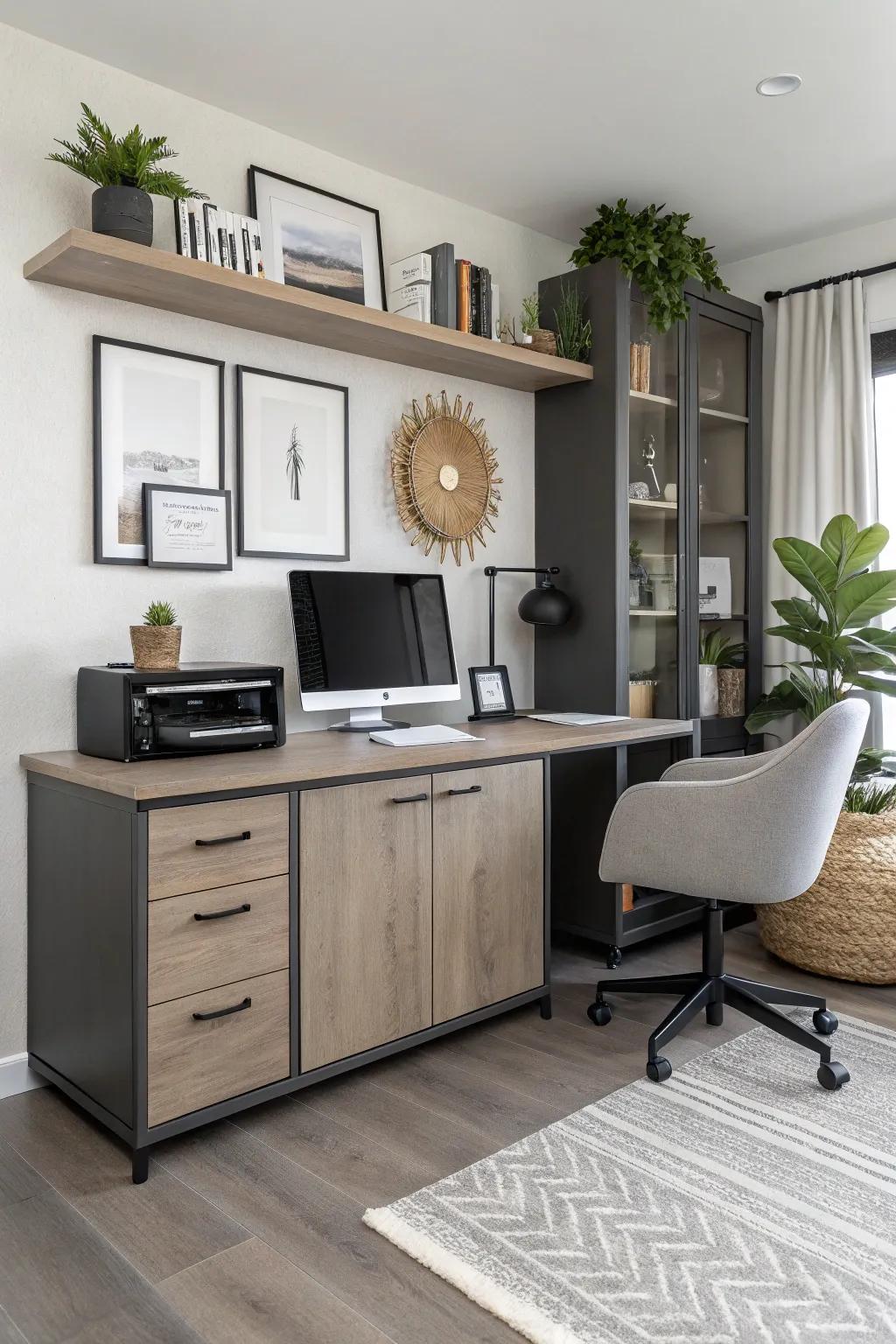 Improve your office using a sophisticated credenza cabinet.