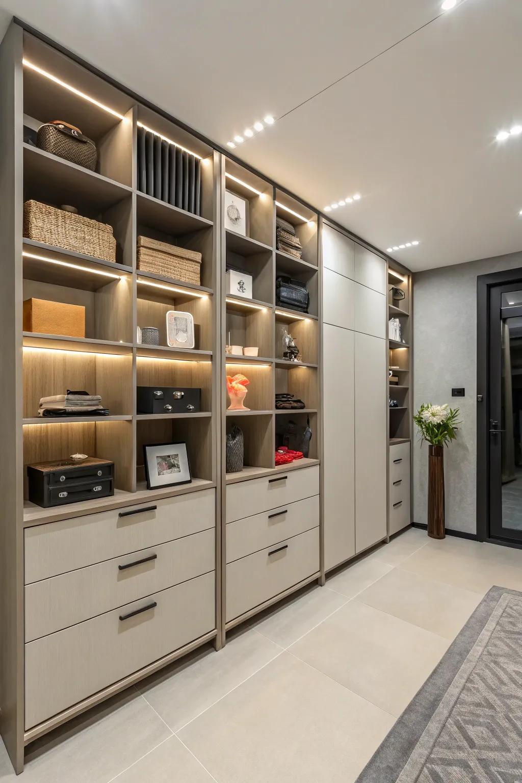 Smart storage keeps the room tidy and organized.