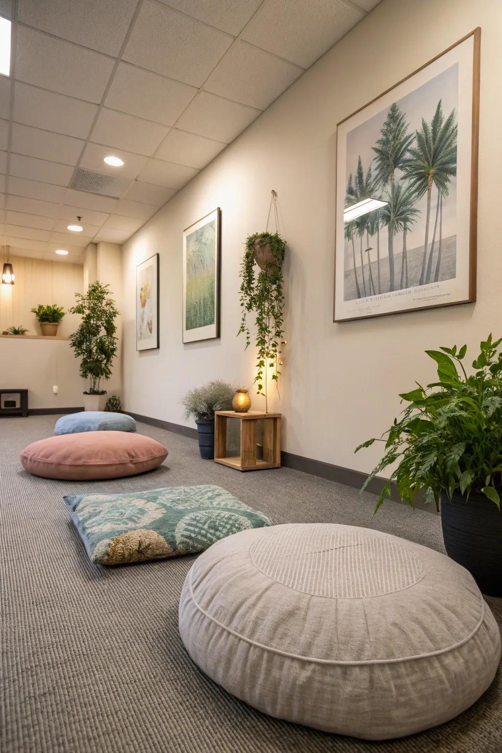 A peaceful mindfulness nook for moments of contemplation.
