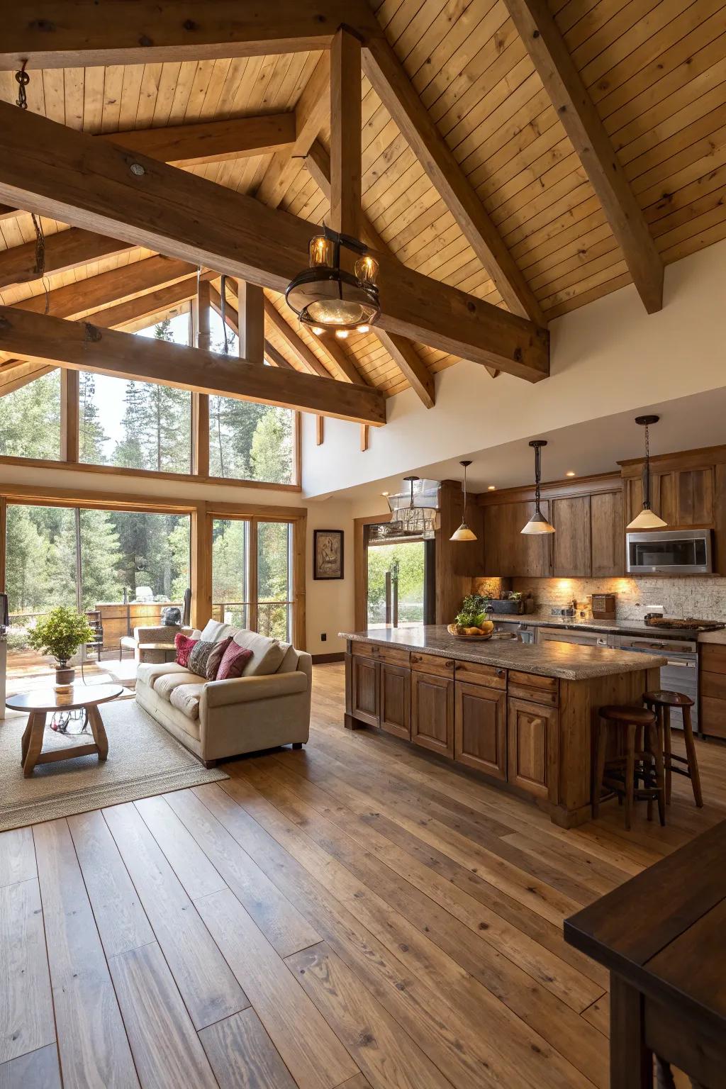 Timber aspects add heat and texture to open areas.
