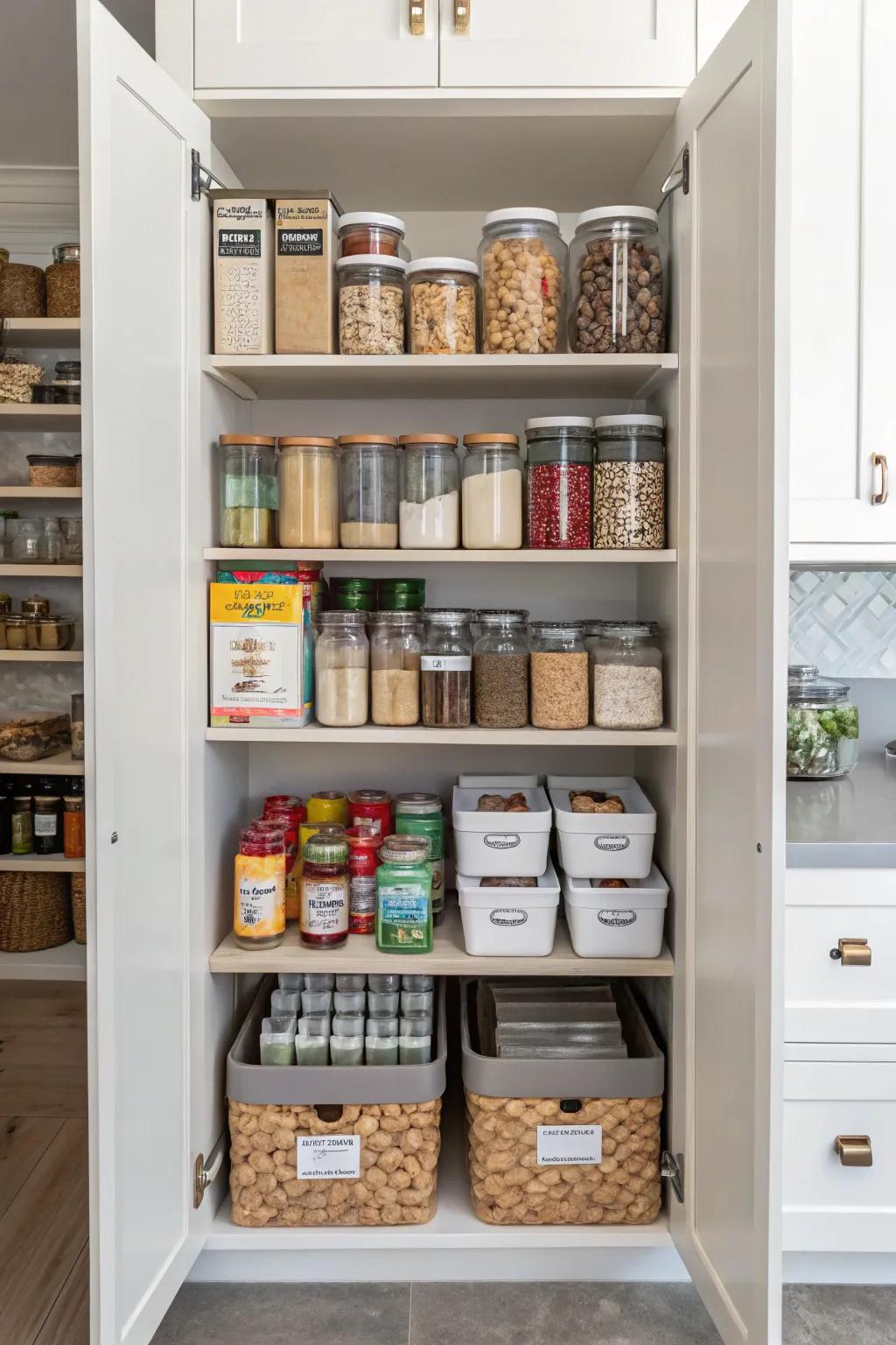 Flexible shelves deliver custom-fit organizing solutions.