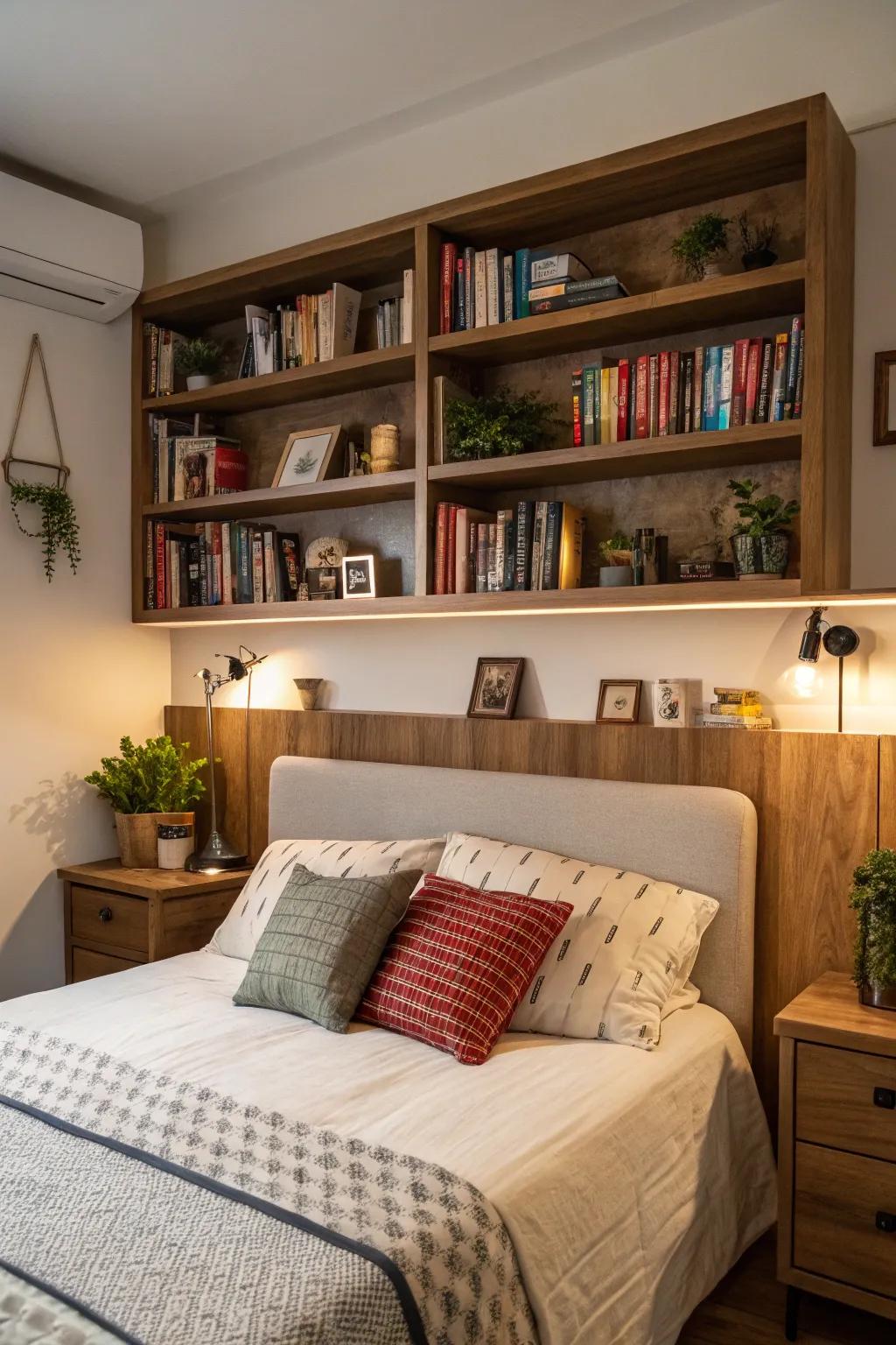 A headboard with concealed storage can revolutionize your space.