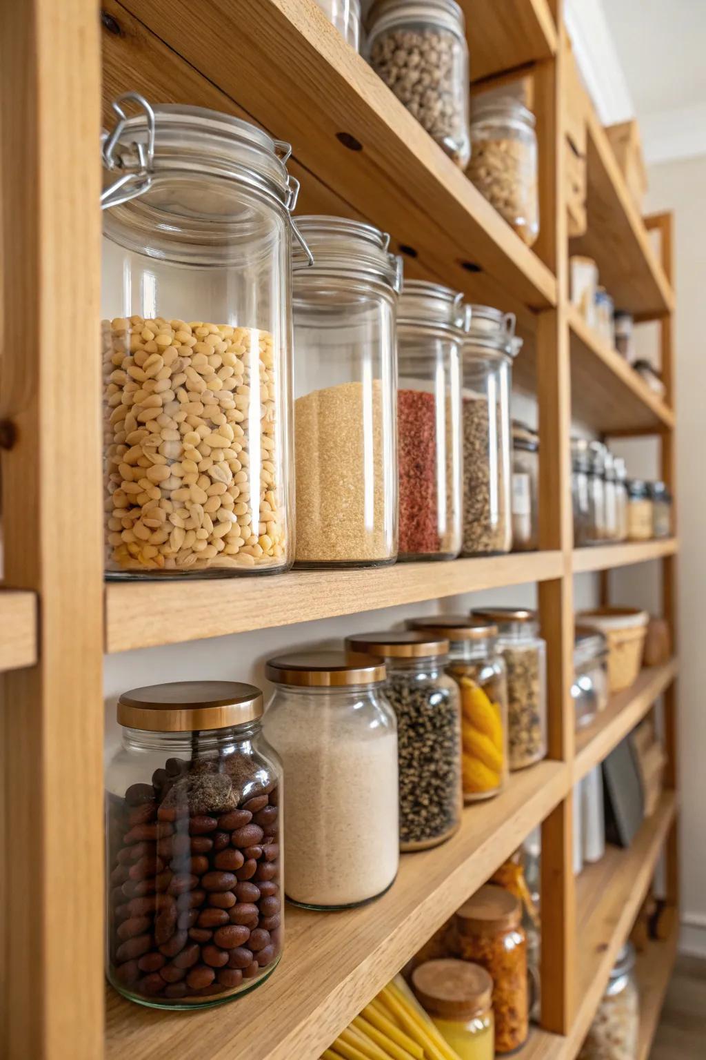 See-through pots make your pantry look neat and consistent