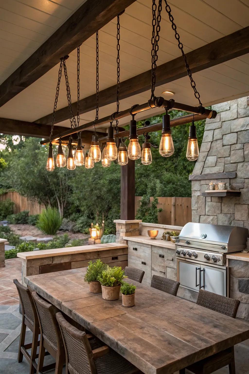 Bestow industrial vogue upon your space with a metal piping light fixture.