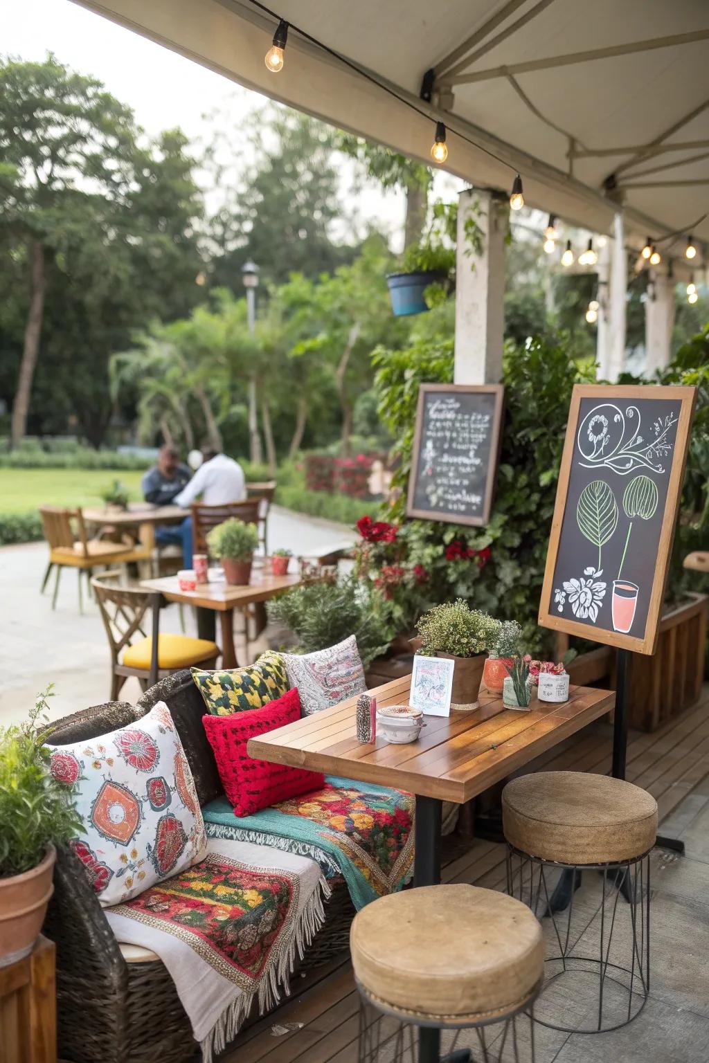 A coffee bar adorned with charming individualized plaques contributing a distinctive flourish.