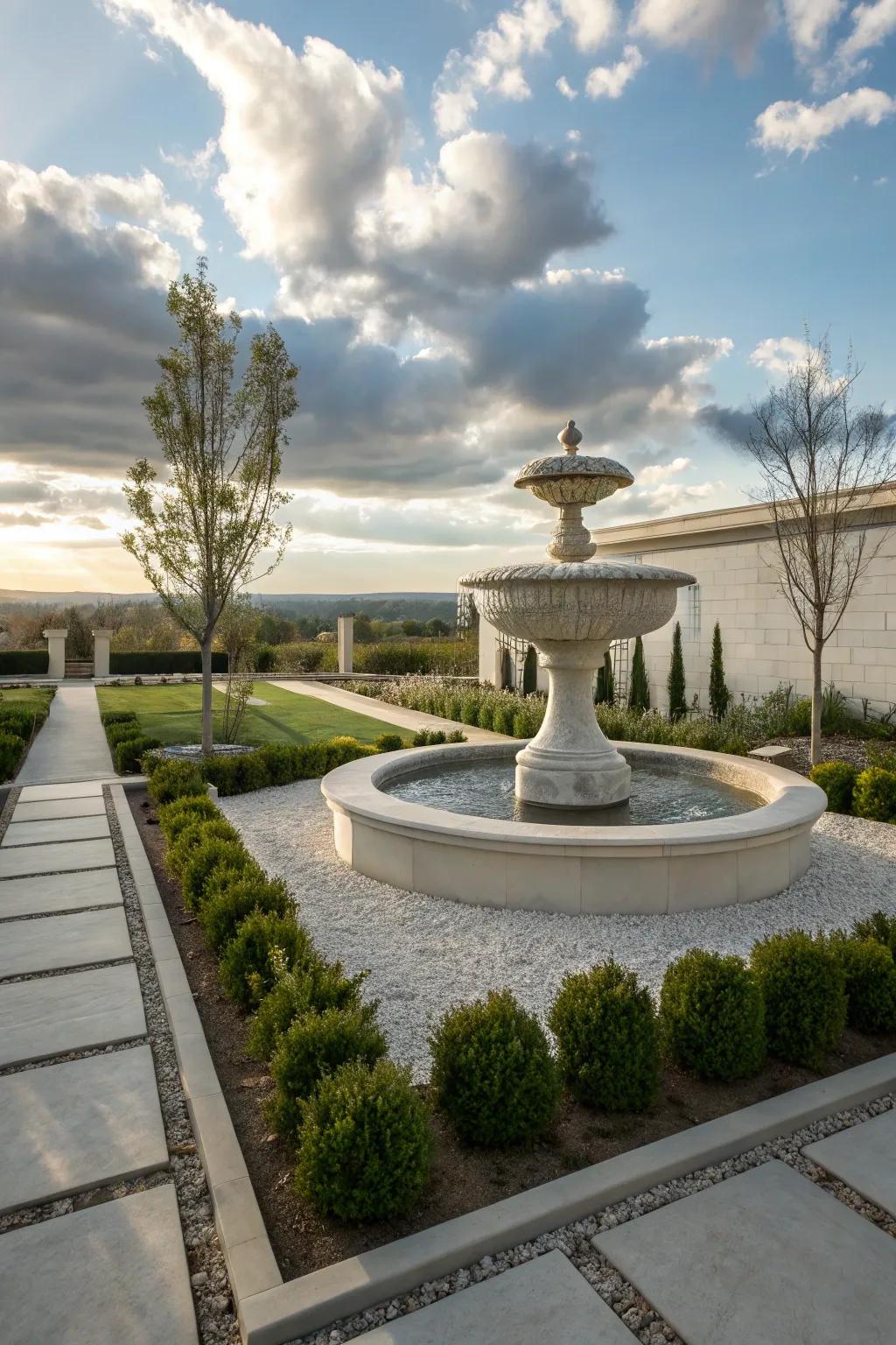 Sculpted fountains make a notable artistic expression in any environment.