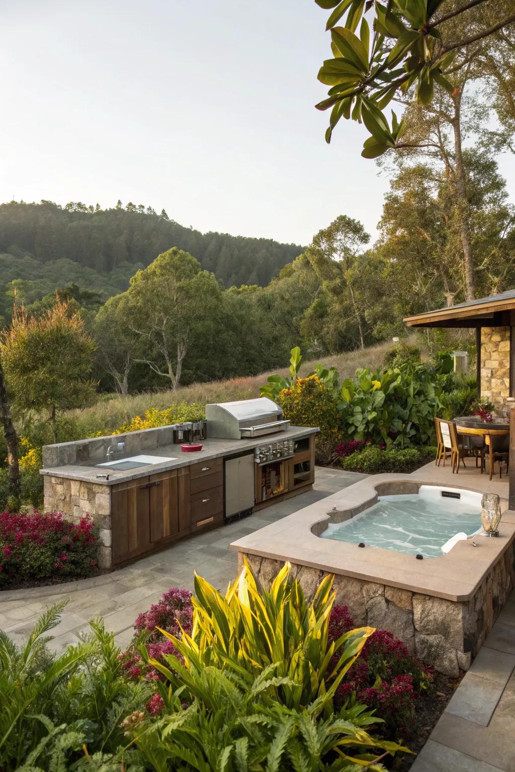 Rich botanical design enriches the beauty and intimacy of your outdoor getaway.
