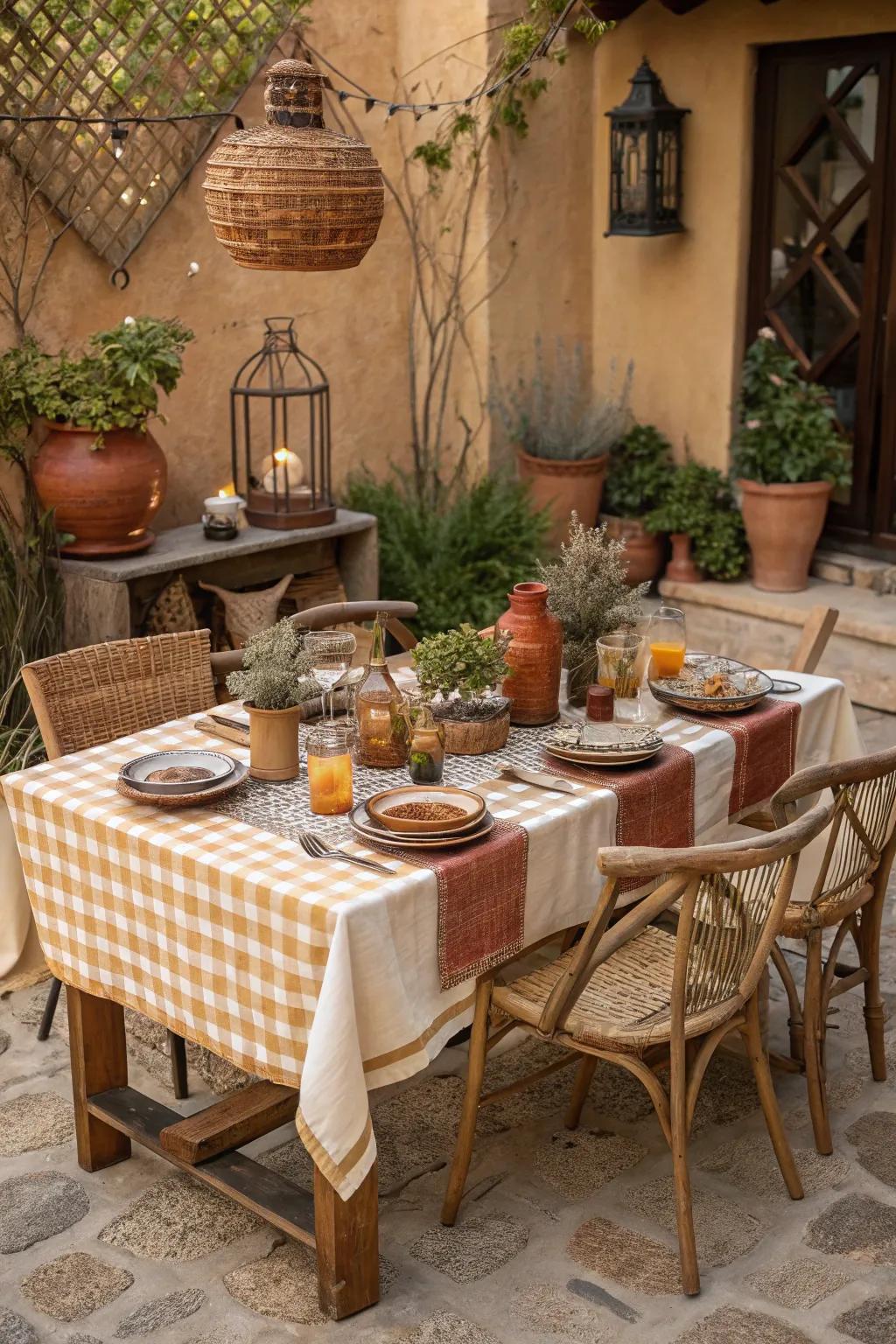 Warm, earthy tones craft a cozy and inviting Thanksgiving atmosphere.