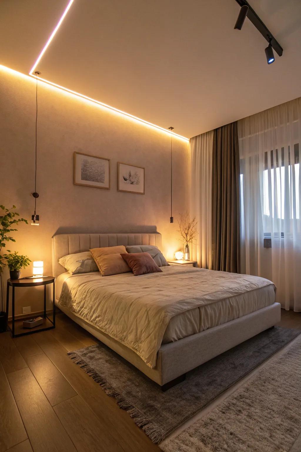 LED ribbons for a soft, energy-saving glow.