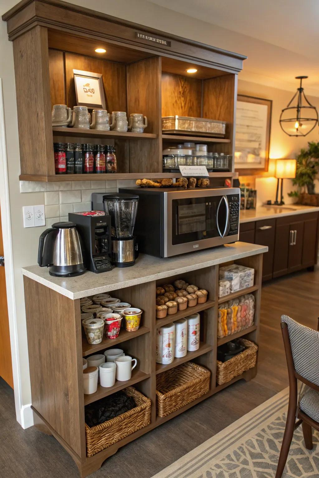 A multi-functional coffee bar providing for more than just coffee.