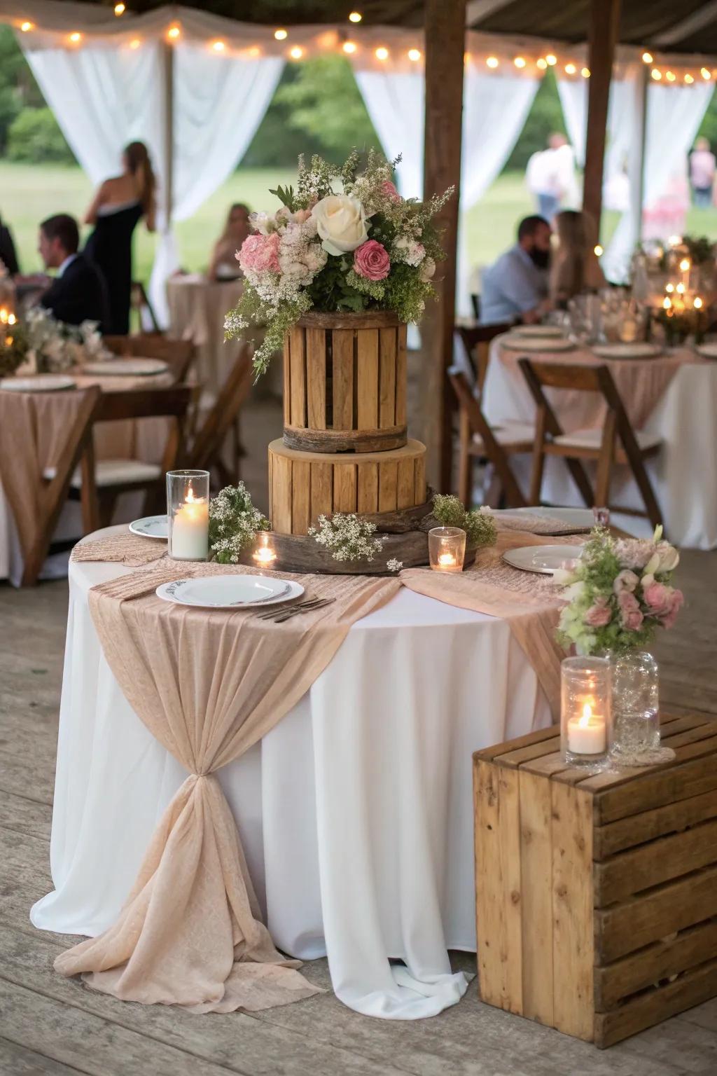 A party table harmonizing country allure with refined sophistication, creating an inviting ambiance