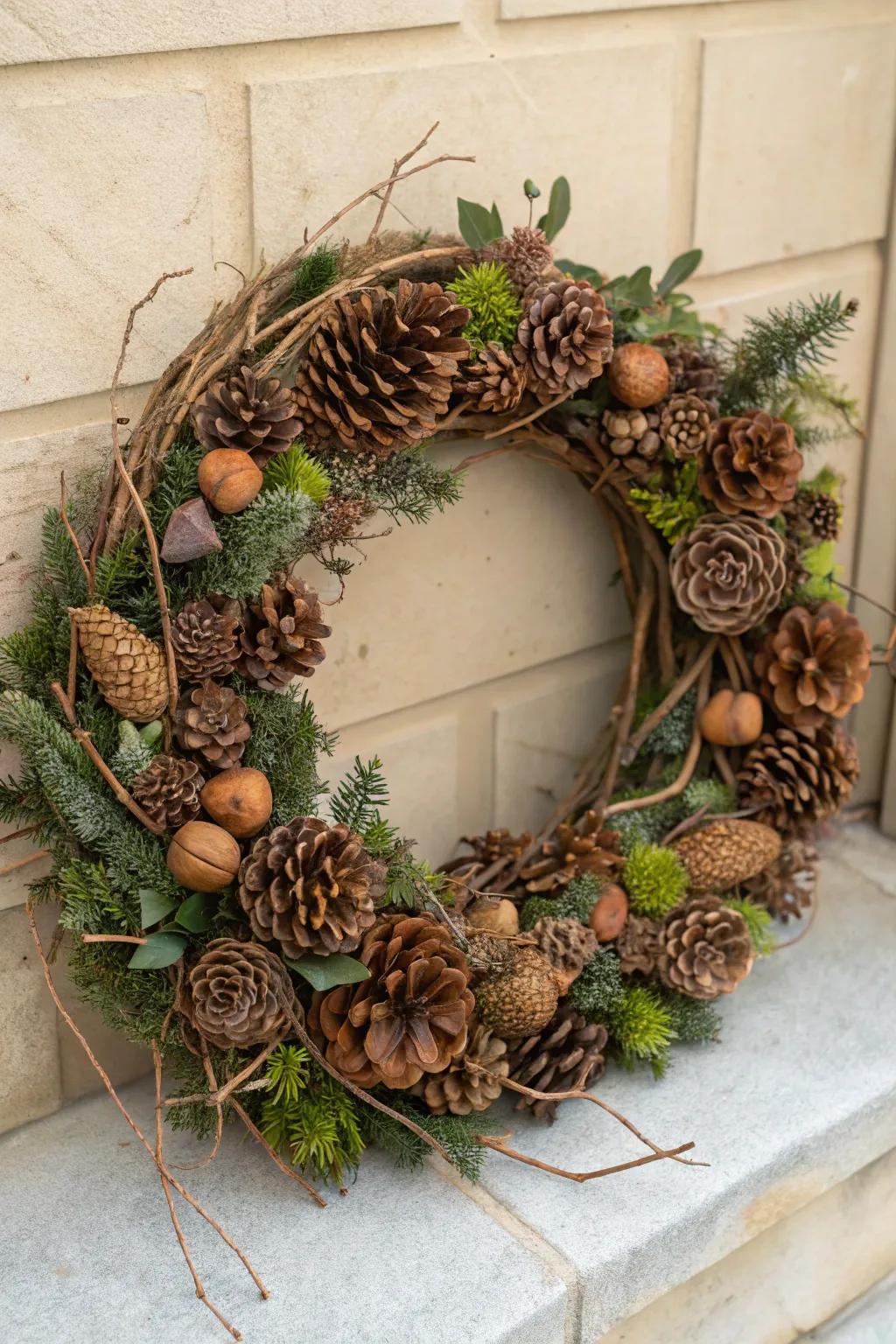 Handmade pinecone designs add a personal touch to garden decor.