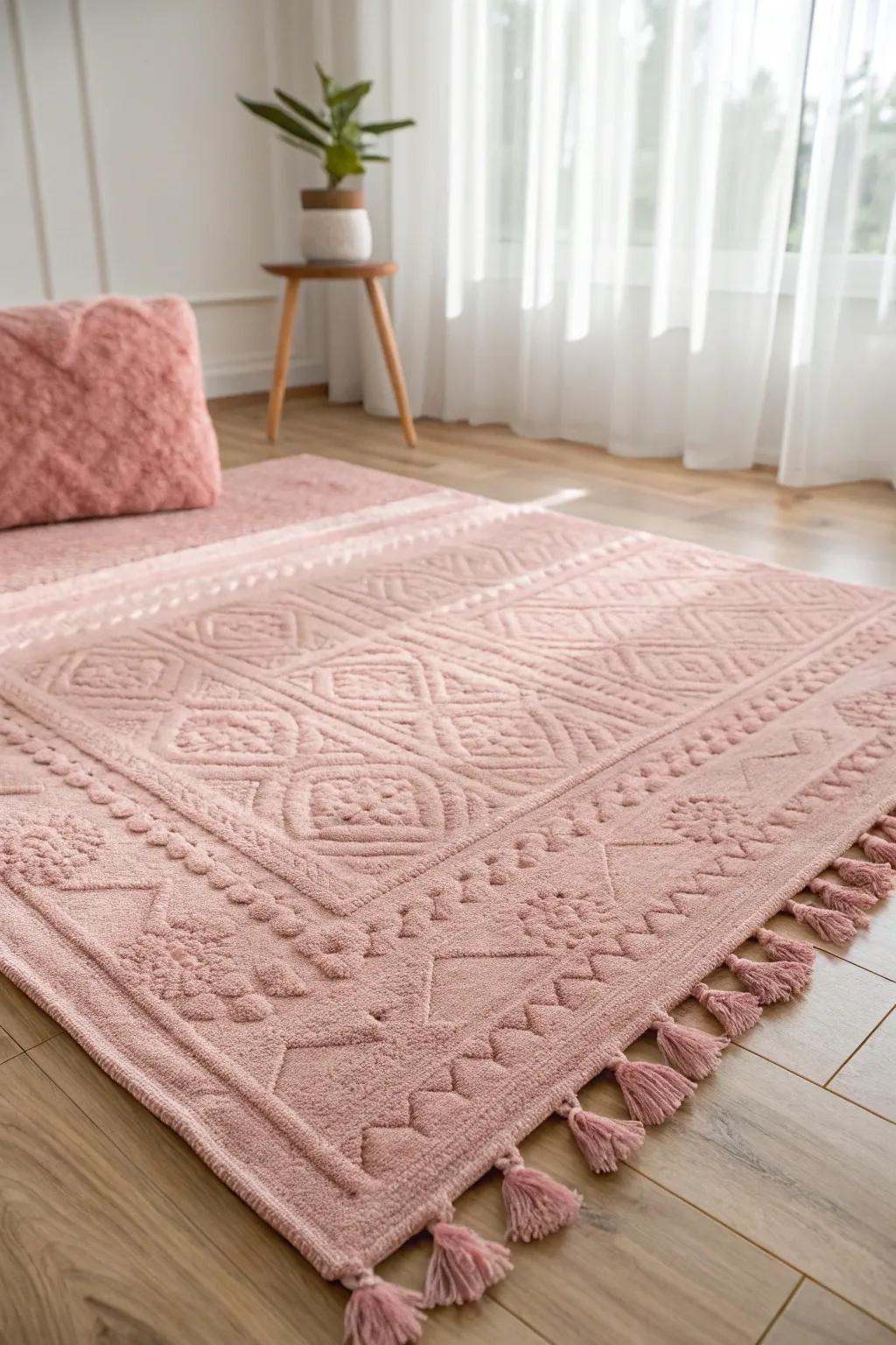 Elevate your creative space with the flawless fusion of elegance and relaxation—uncover the charm of a textured rose floor covering.