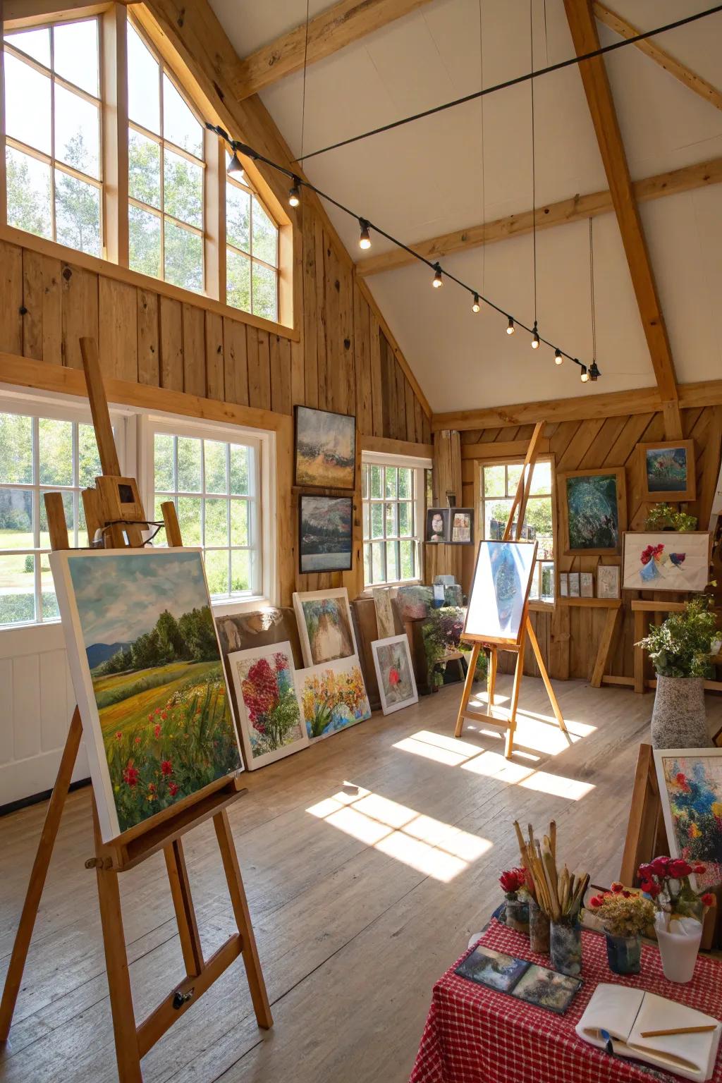 Permit your artistry to flow in a pole barn creative studio.