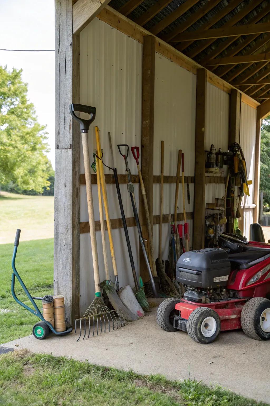 A specific spot for vehicles and equipment ensures they are always ready.