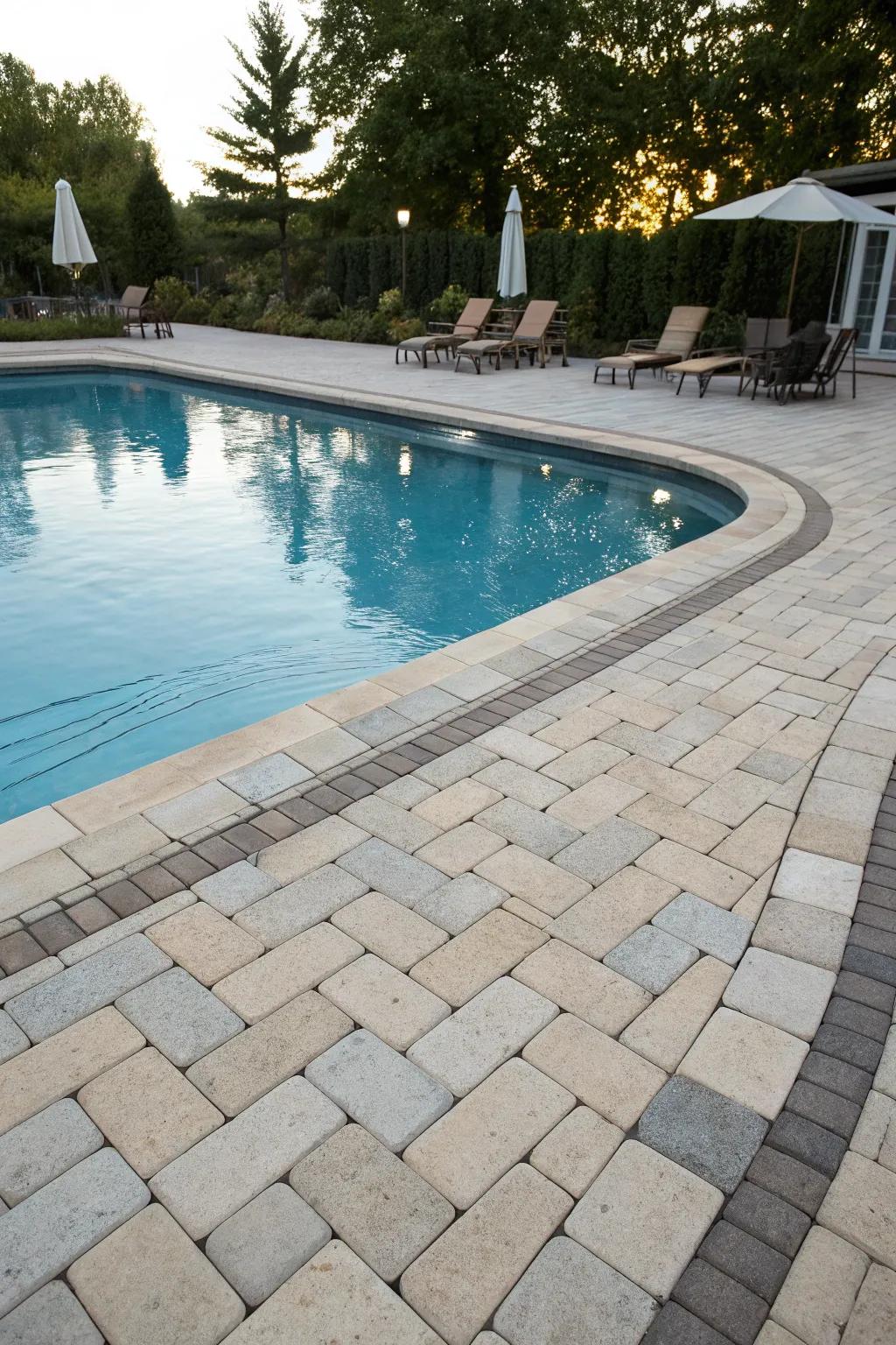 Stone paver edging allows for inventive designs and arrangements.