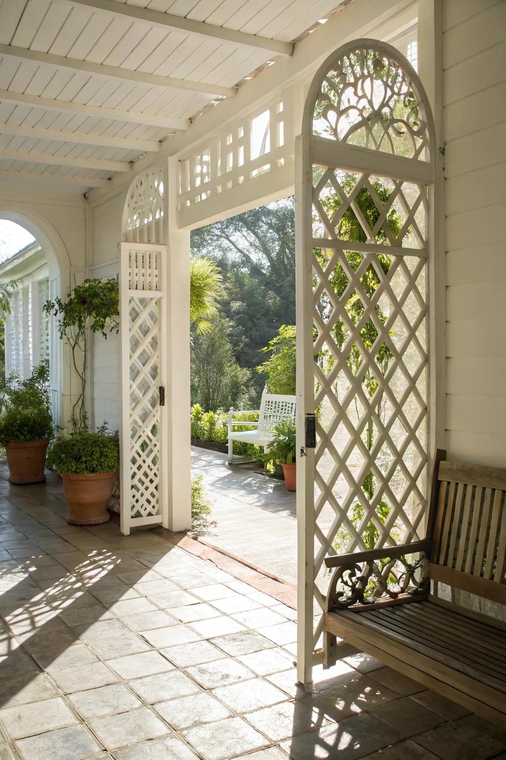 Lattice gates proffer sophistication and brightness to porches.