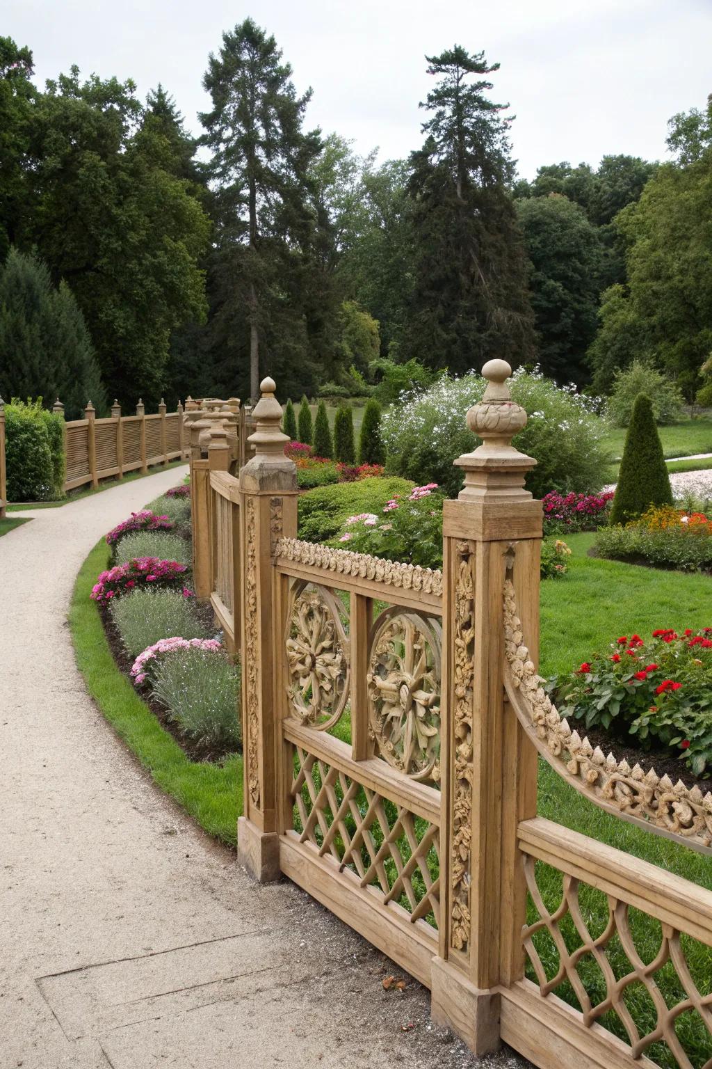 A decorative fence complementing the garden's charm.