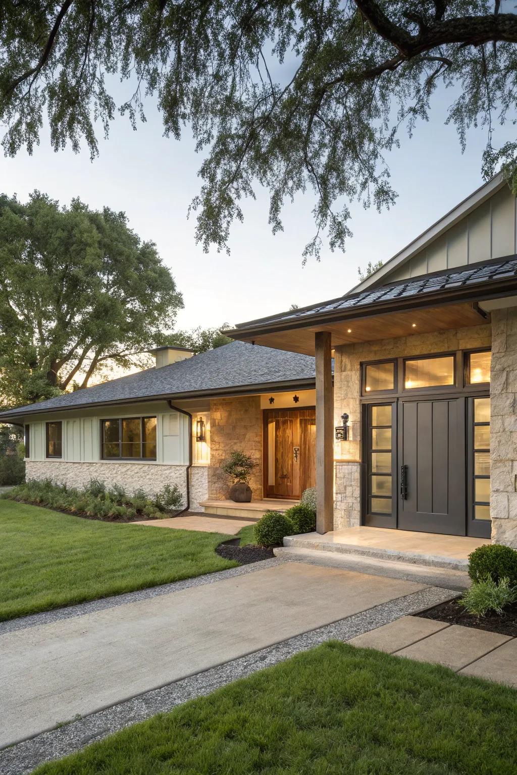 A contemporary metal door for a sleek, modern look.